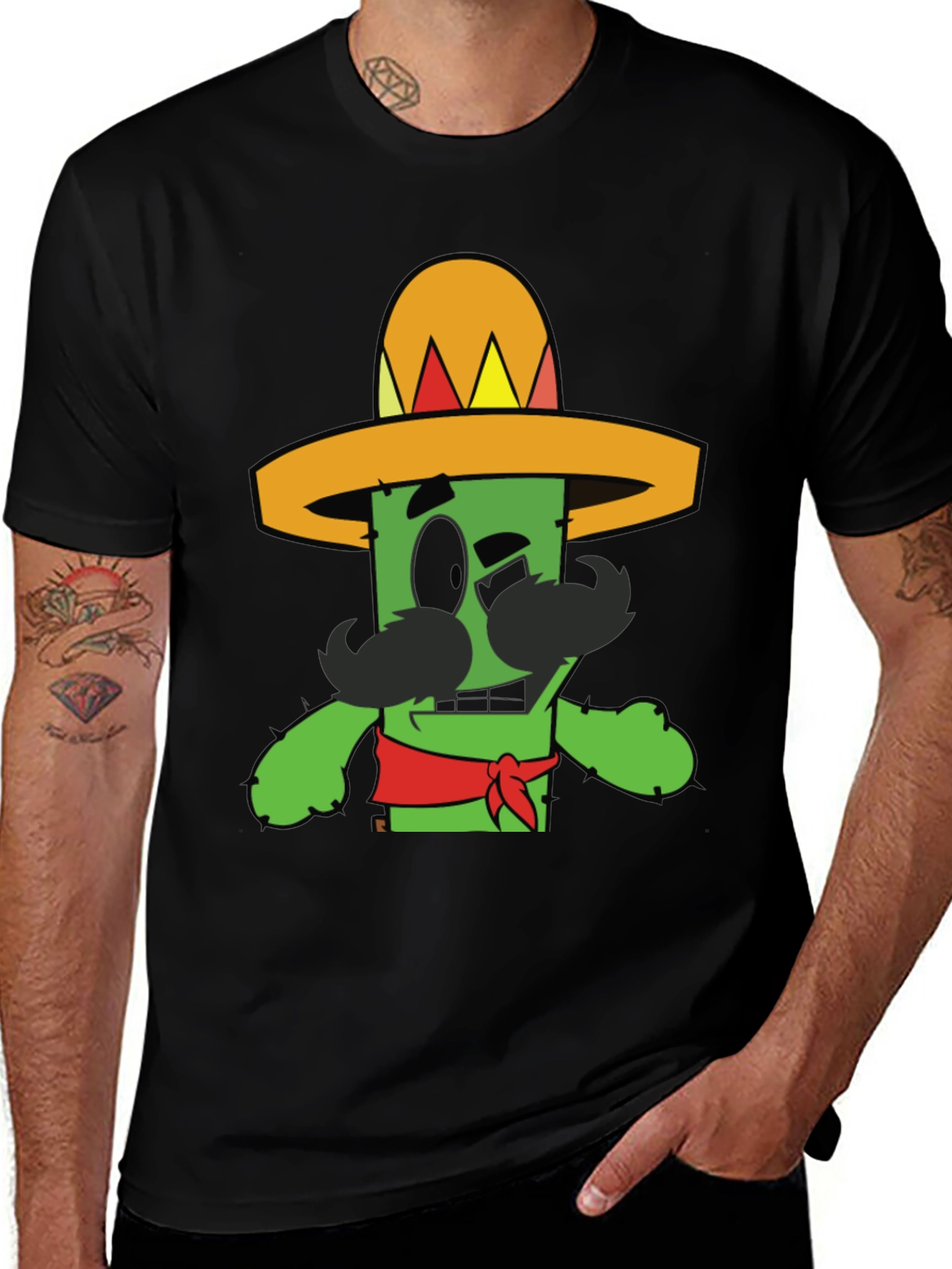 Variant 25 of Cactus Sombrero Graphic Tee - Black