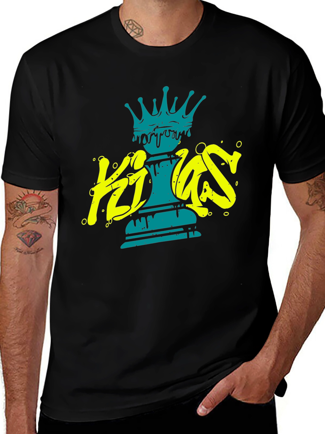 Variant 12 of Kings Chess Piece Graphic Tee - Black