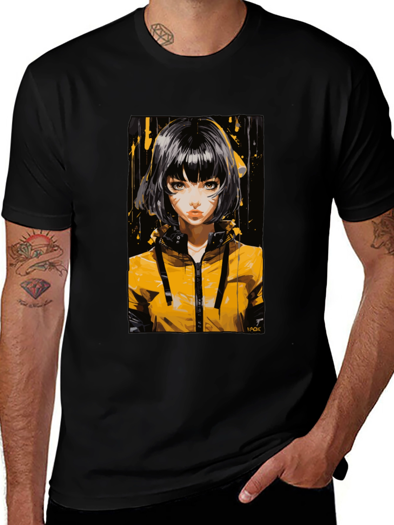 Variant 25 of Anime Girl Graphic Black T-Shirt