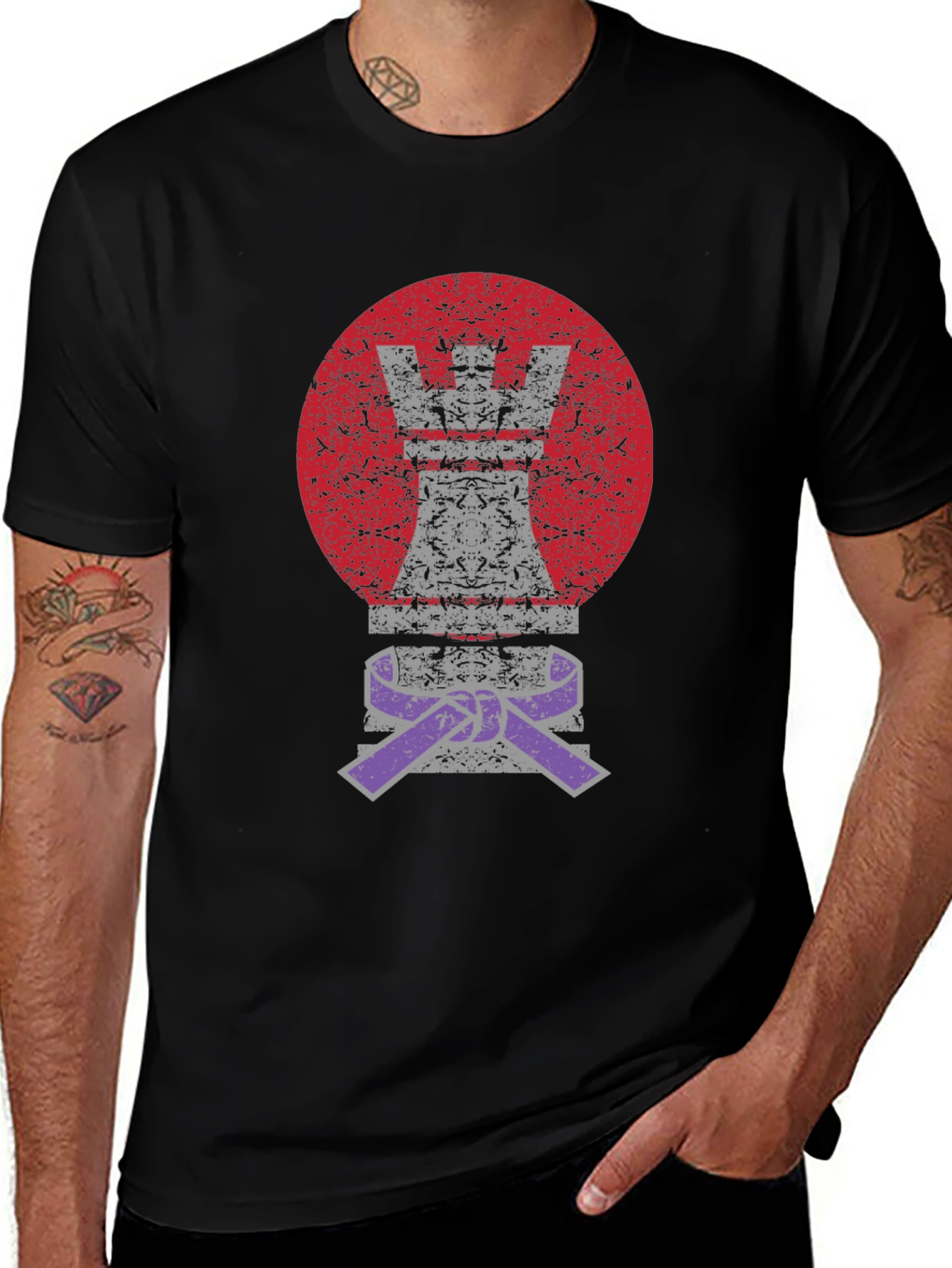 Chess Rook Jiu Jitsu Purple Belt Graphic T-Shirt