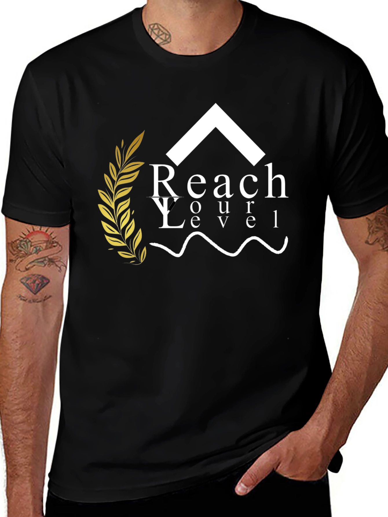 Variant 5 of Reach Your Level Black Graphic Tee