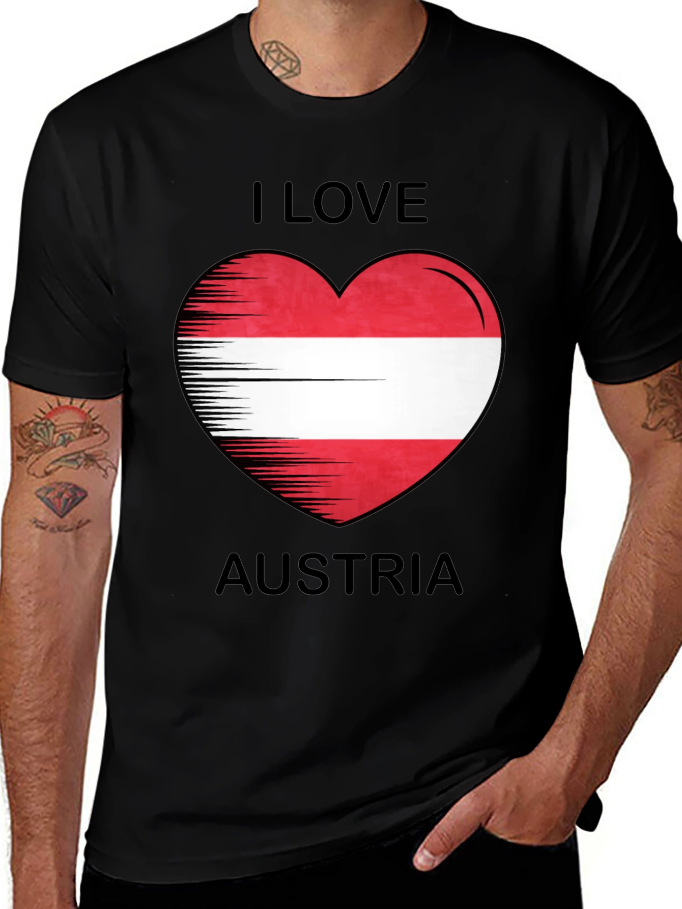 I Love Austria Graphic Tee Shirt - Austria Flag Heart