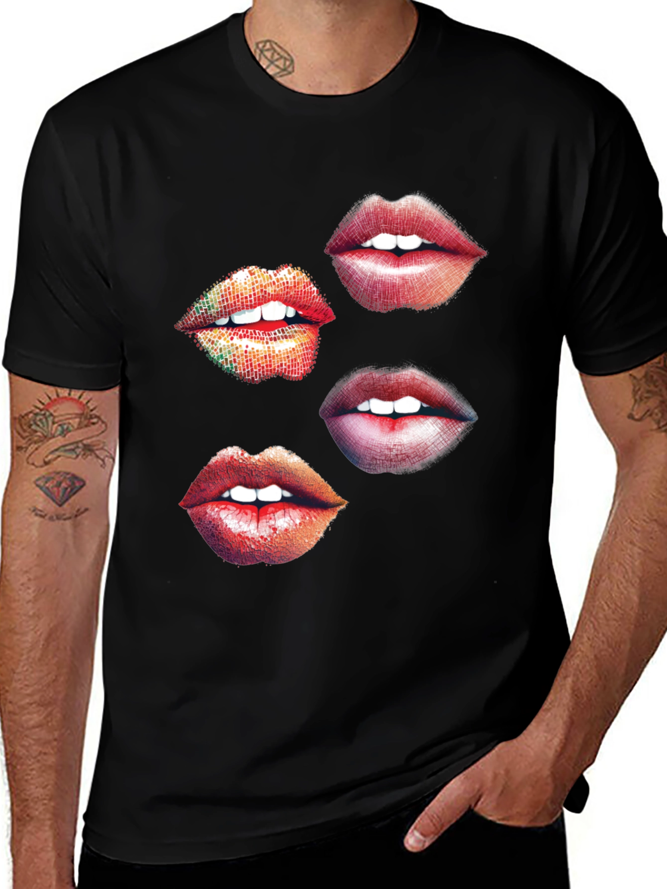 Variant 23 of Lips Graphic Print Black T-Shirt