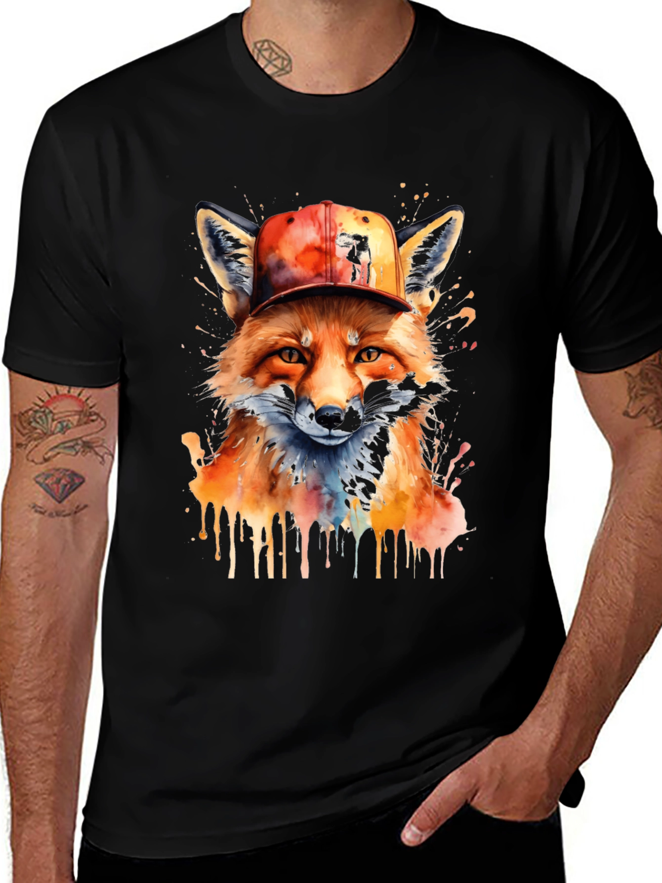 Variant 5 of Fox with Hat Graphic Tee