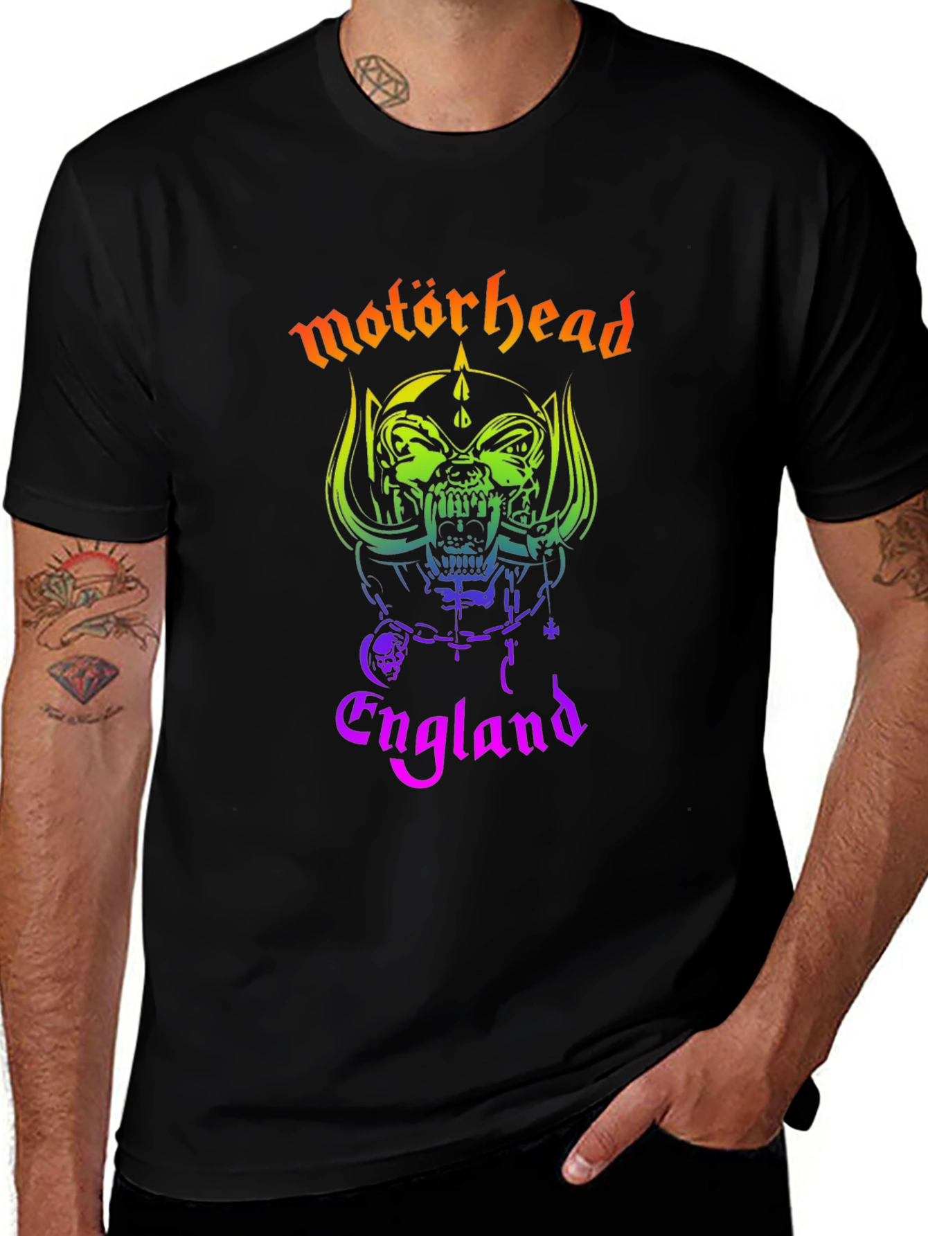 Variant 20 of Motörhead England Rainbow Print Black T-Shirt
