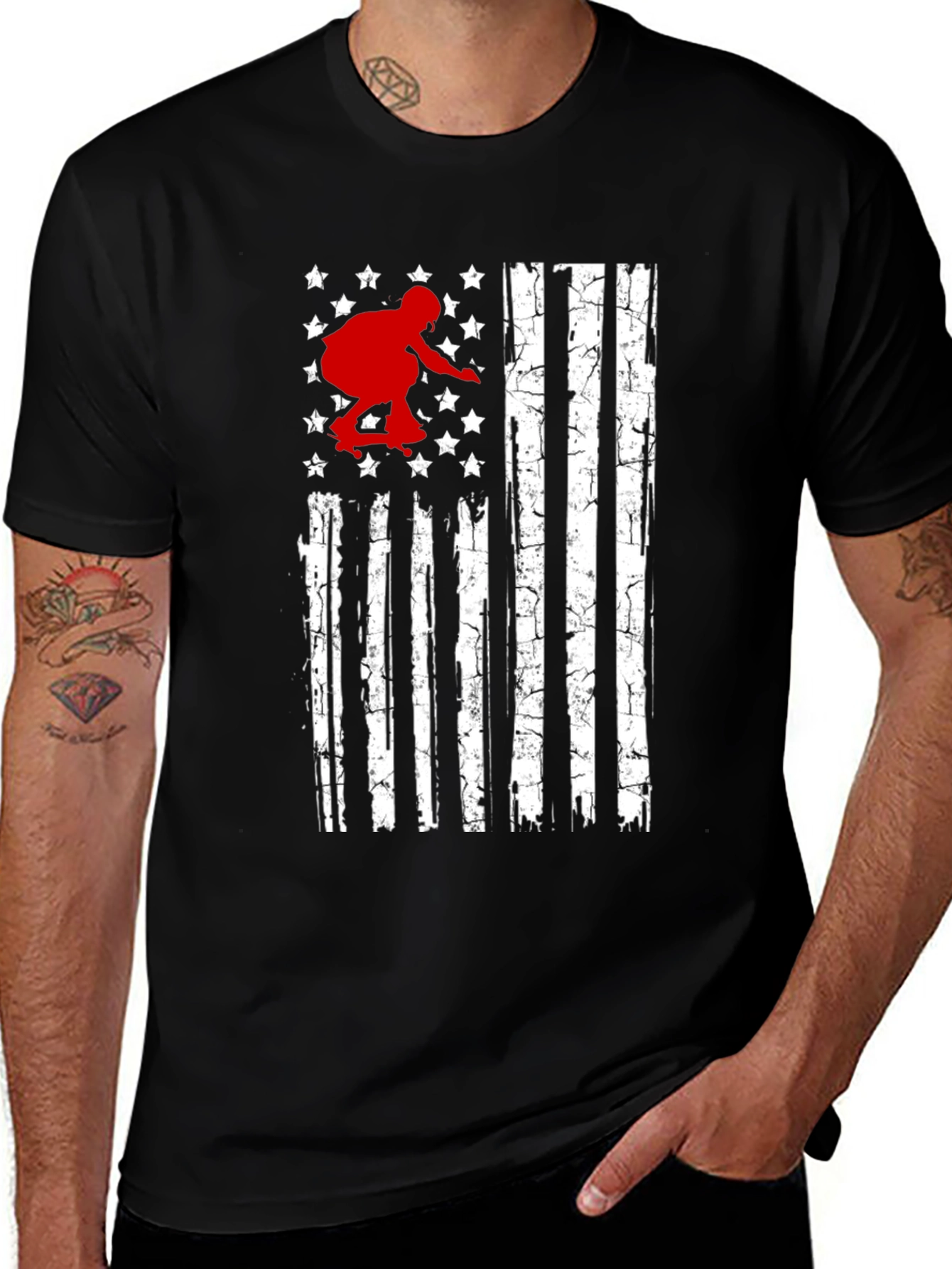 Variant 3 of Skateboarding USA Flag Graphic T-Shirt