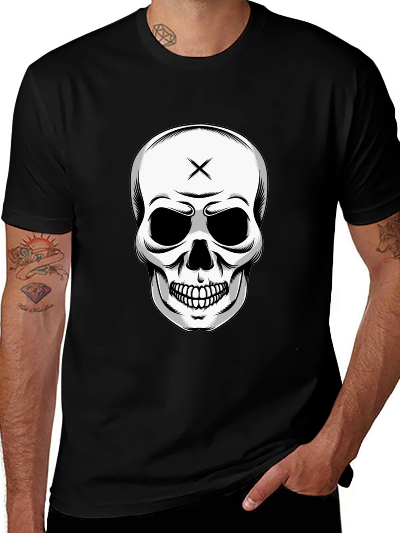 Variant 8 of Skull Graphic T-Shirt - Edgy Black Tee