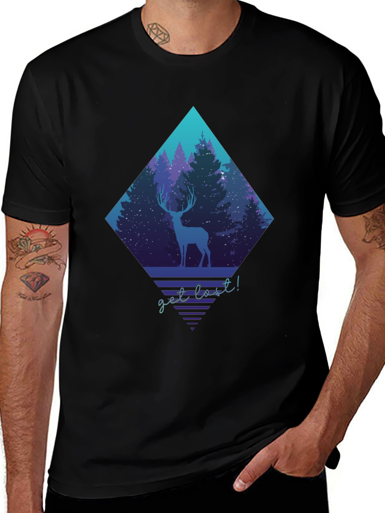 Variant 15 of Get Lost Deer Graphic Tee - Nature Adventure Shirt
