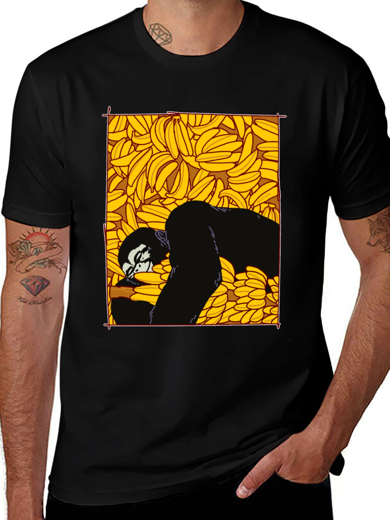 Variant 27 of Banana Gorilla Graphic Tee - Unique Black T-Shirt