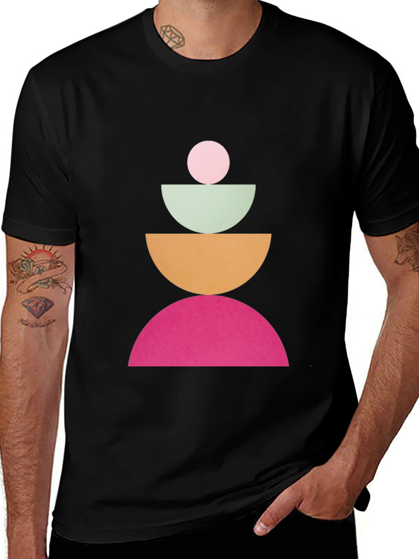 Variant 19 of Geometric Totem Black T-Shirt