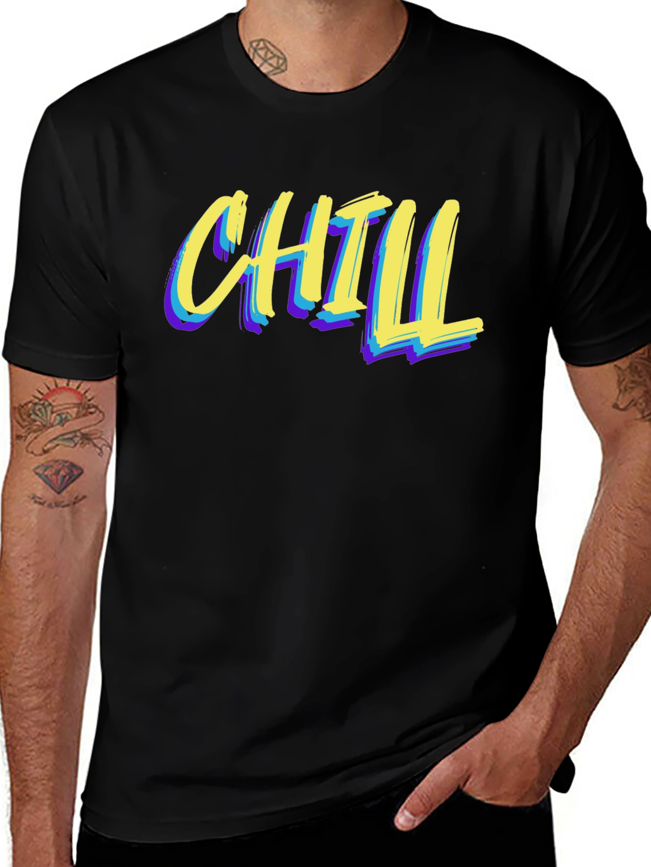 Chill Graphic Tee - Black Cotton Casual T-Shirt