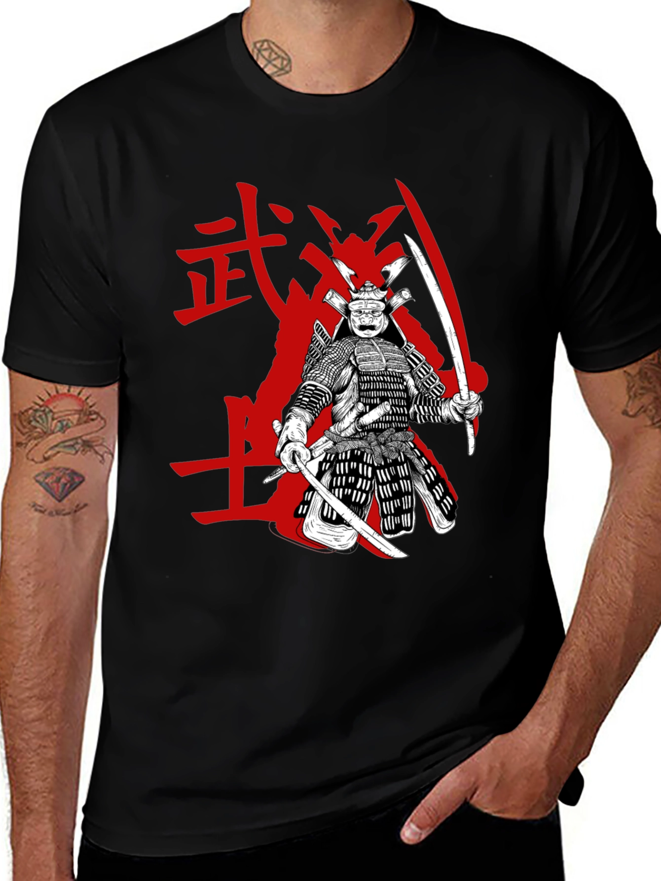 Variant 29 of Samurai Graphic Tee - Black Cotton Blend