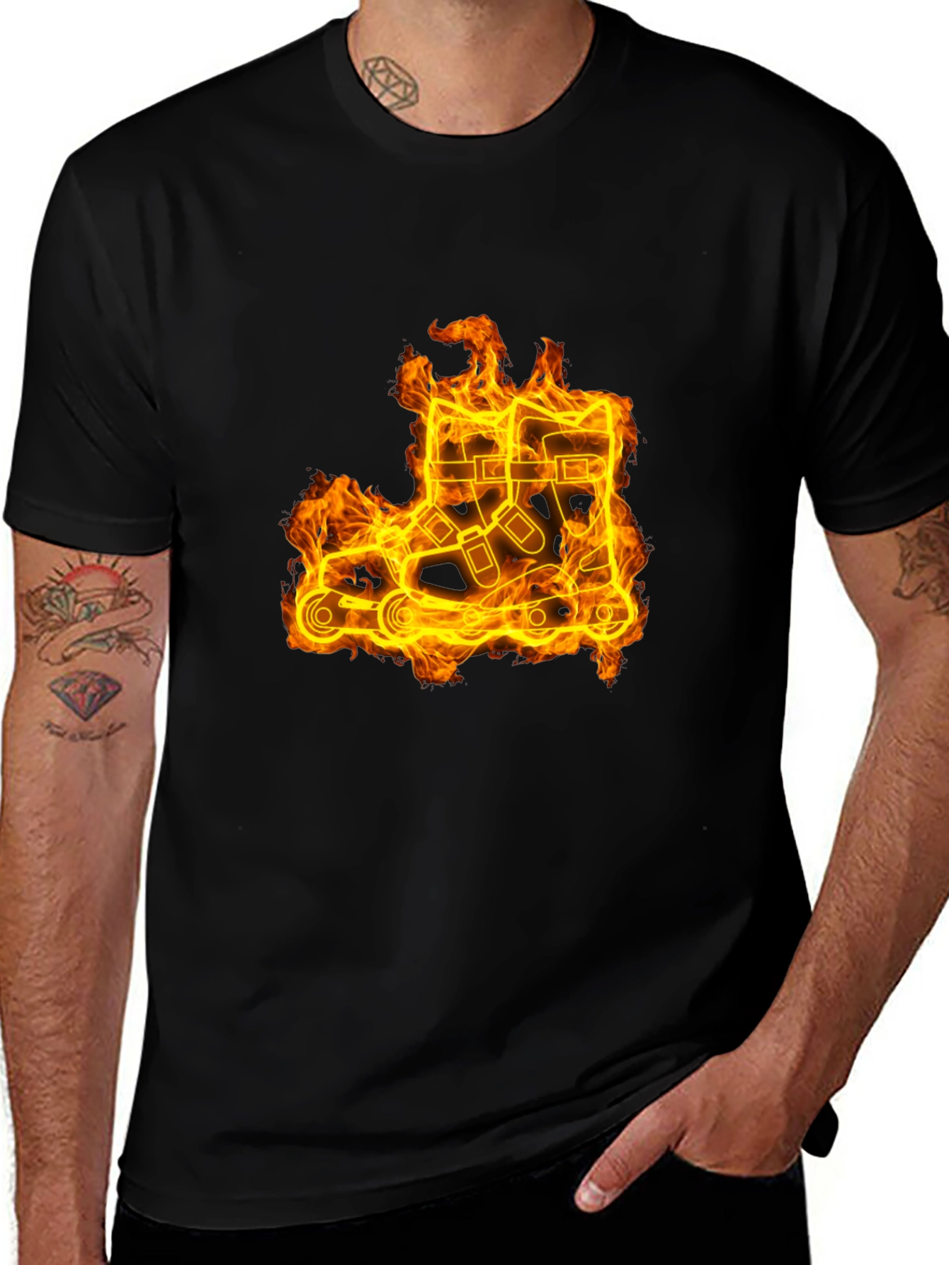Variant 15 of Fiery Roller Skate Black T-Shirt