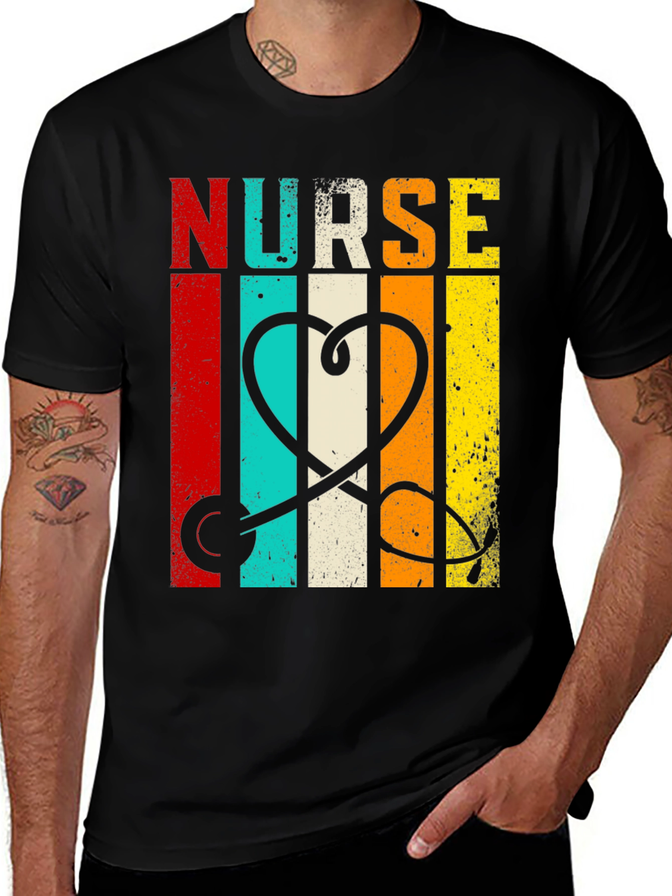 Variant 6 of Nurse Stethoscope Heart Graphic T-Shirt