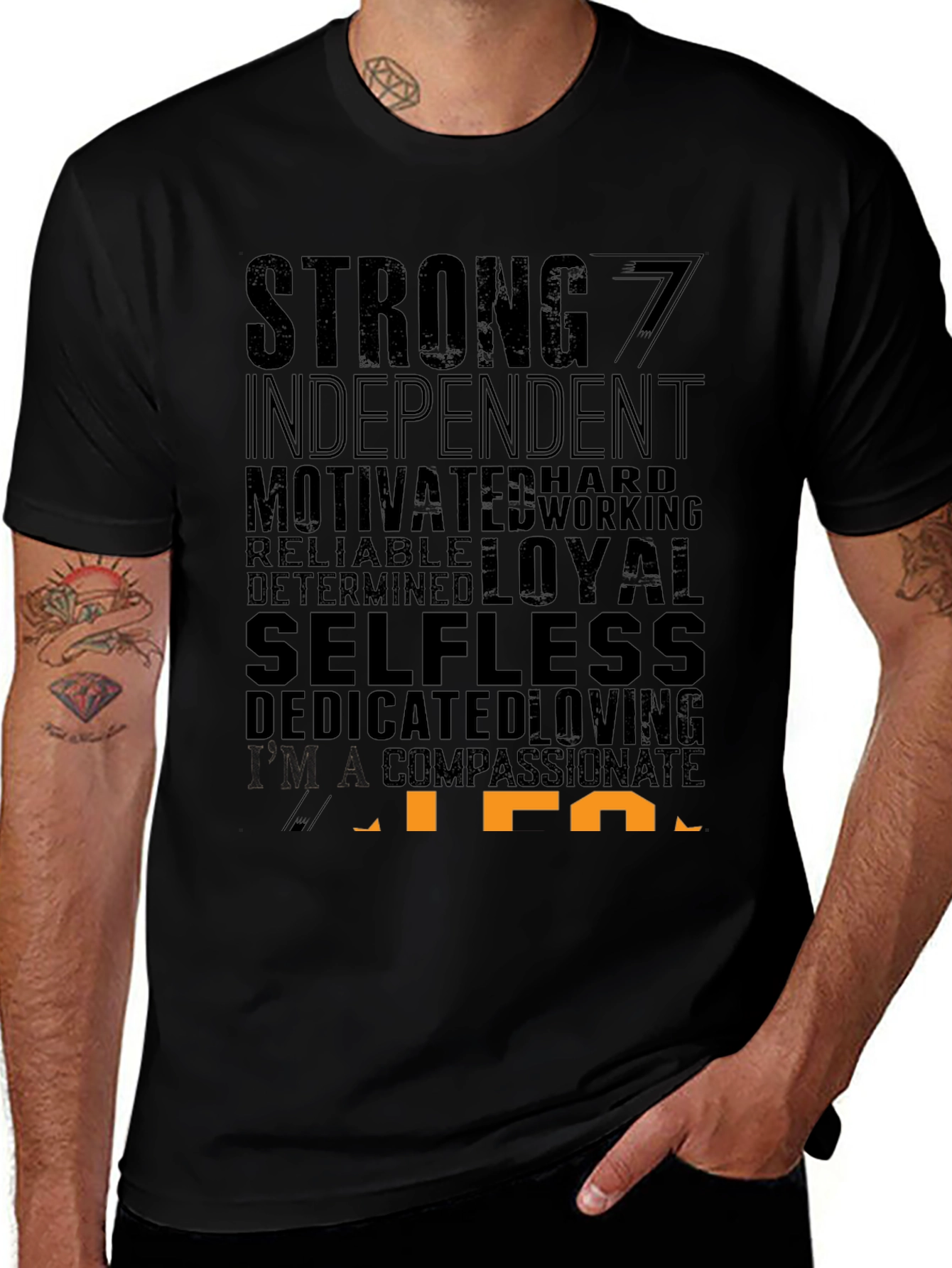 Variant 6 of Men's Black Graphic T-Shirt - Strong, Independent