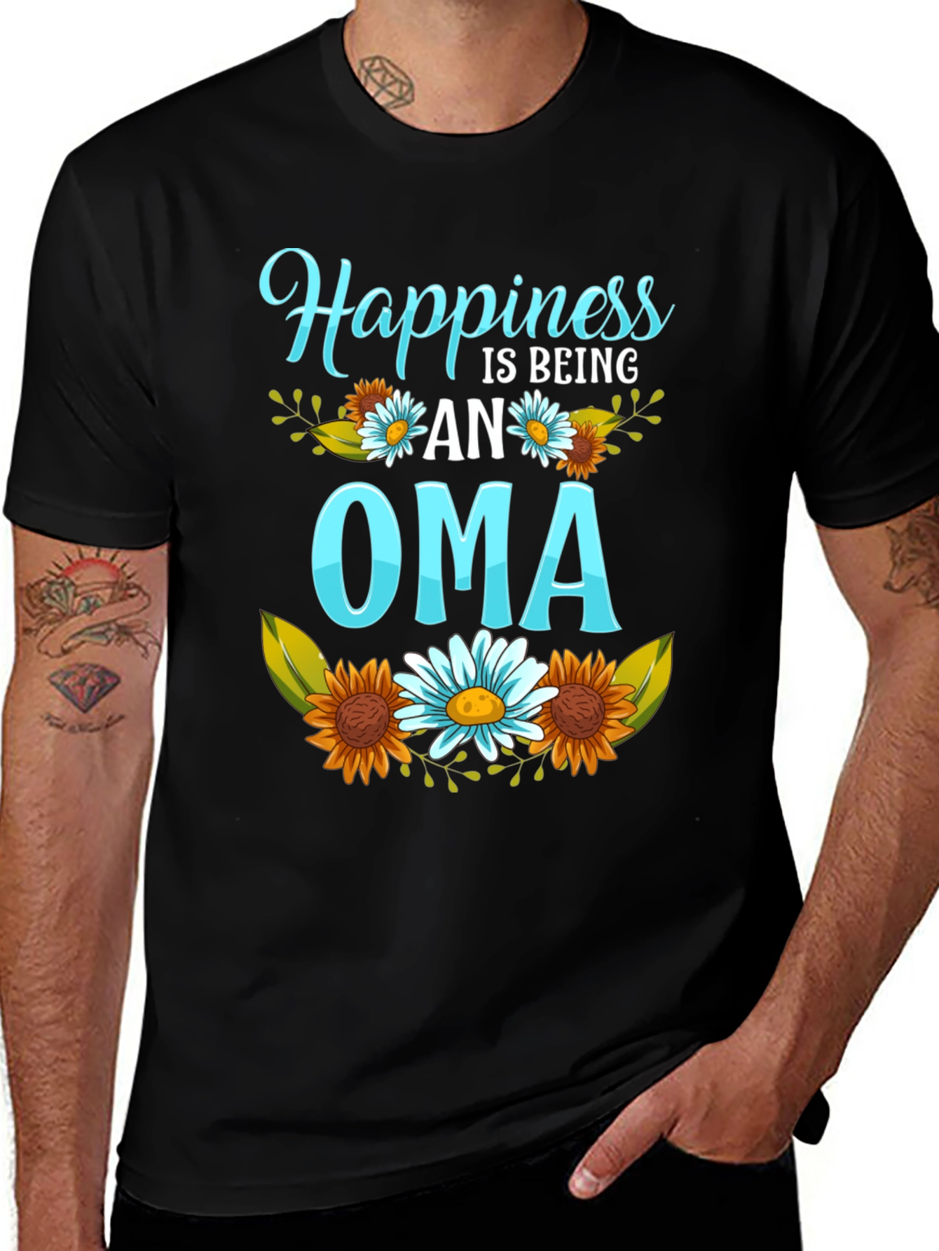 Happiness is Being an Oma T-Shirt - Floral Design