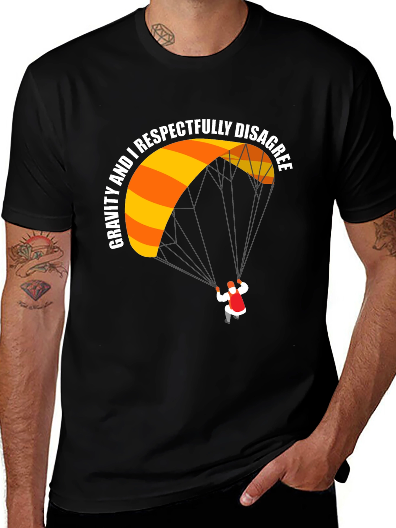 Variant 9 of Gravity Disagreement T-Shirt - Humorous Parachute Design
