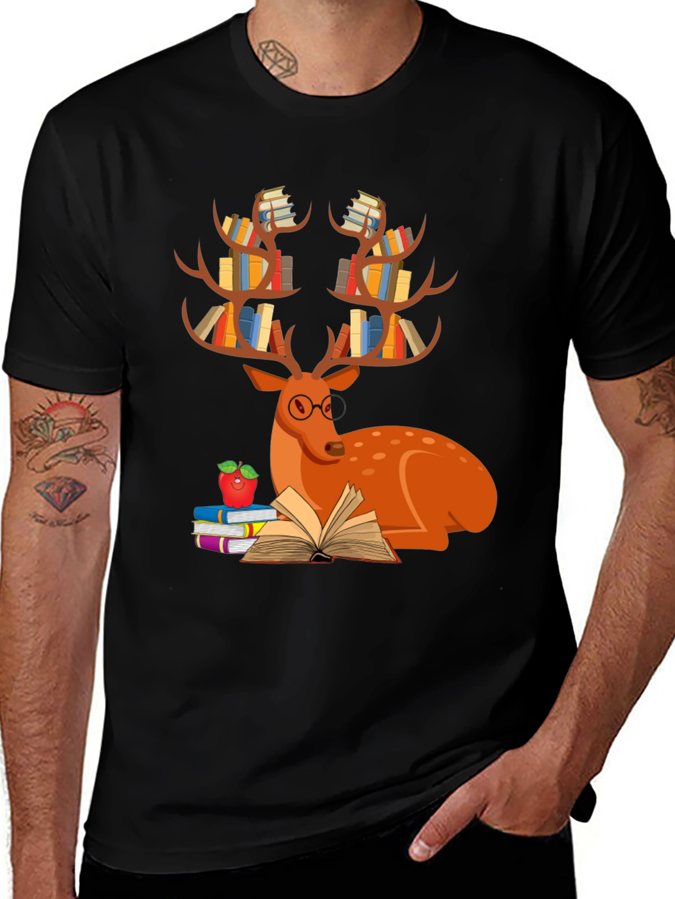 Book Deer T-Shirt, Reader Tee, Animal Lover