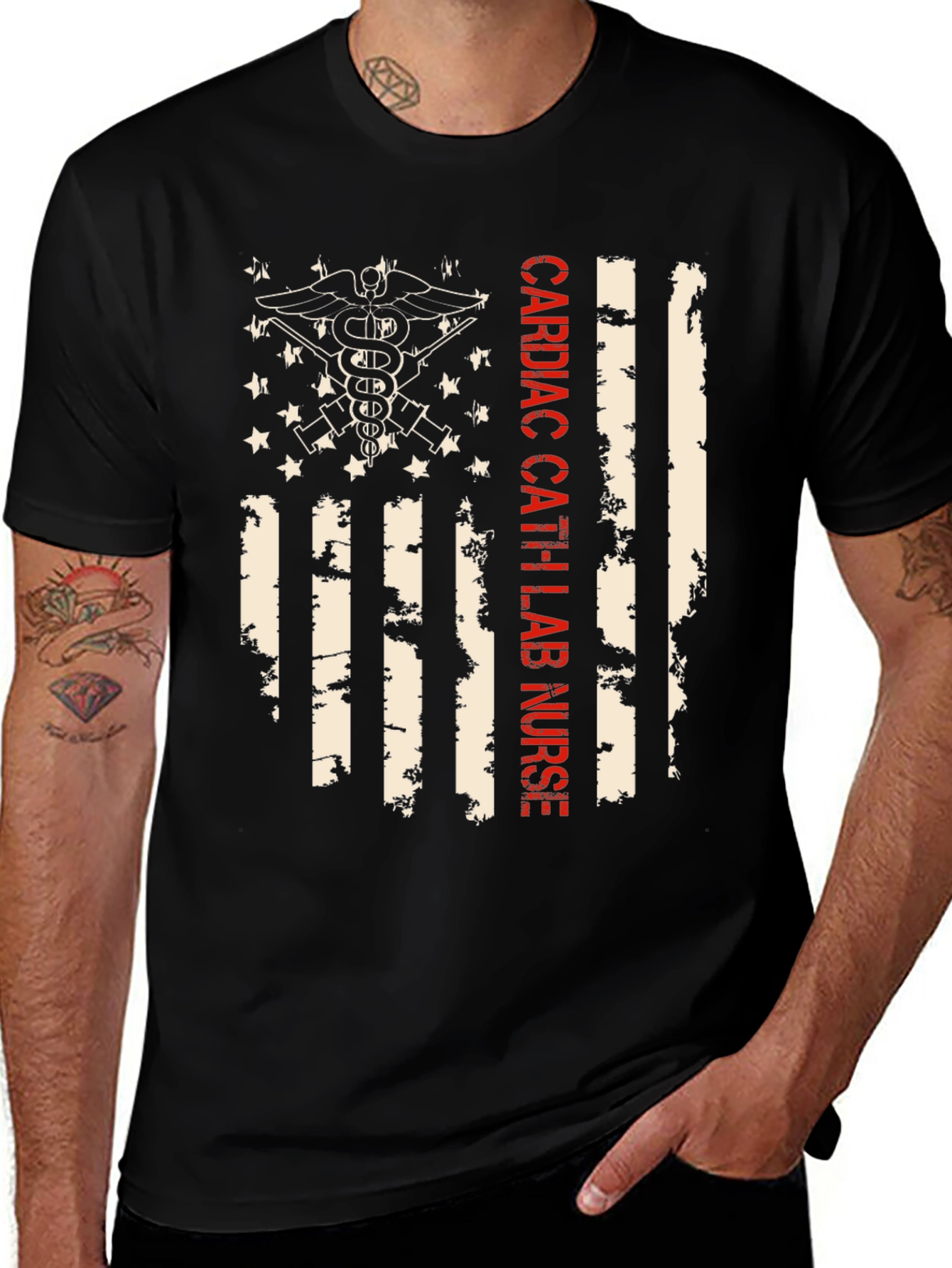 Variant 20 of Cardiac Cath Lab Nurse American Flag T-Shirt