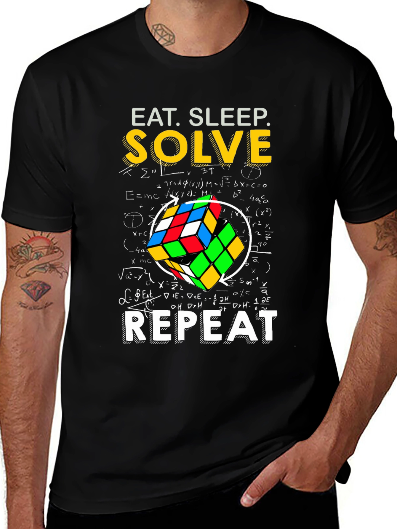 Eat Sleep Solve Repeat T-Shirt - Rubik's Cube Design