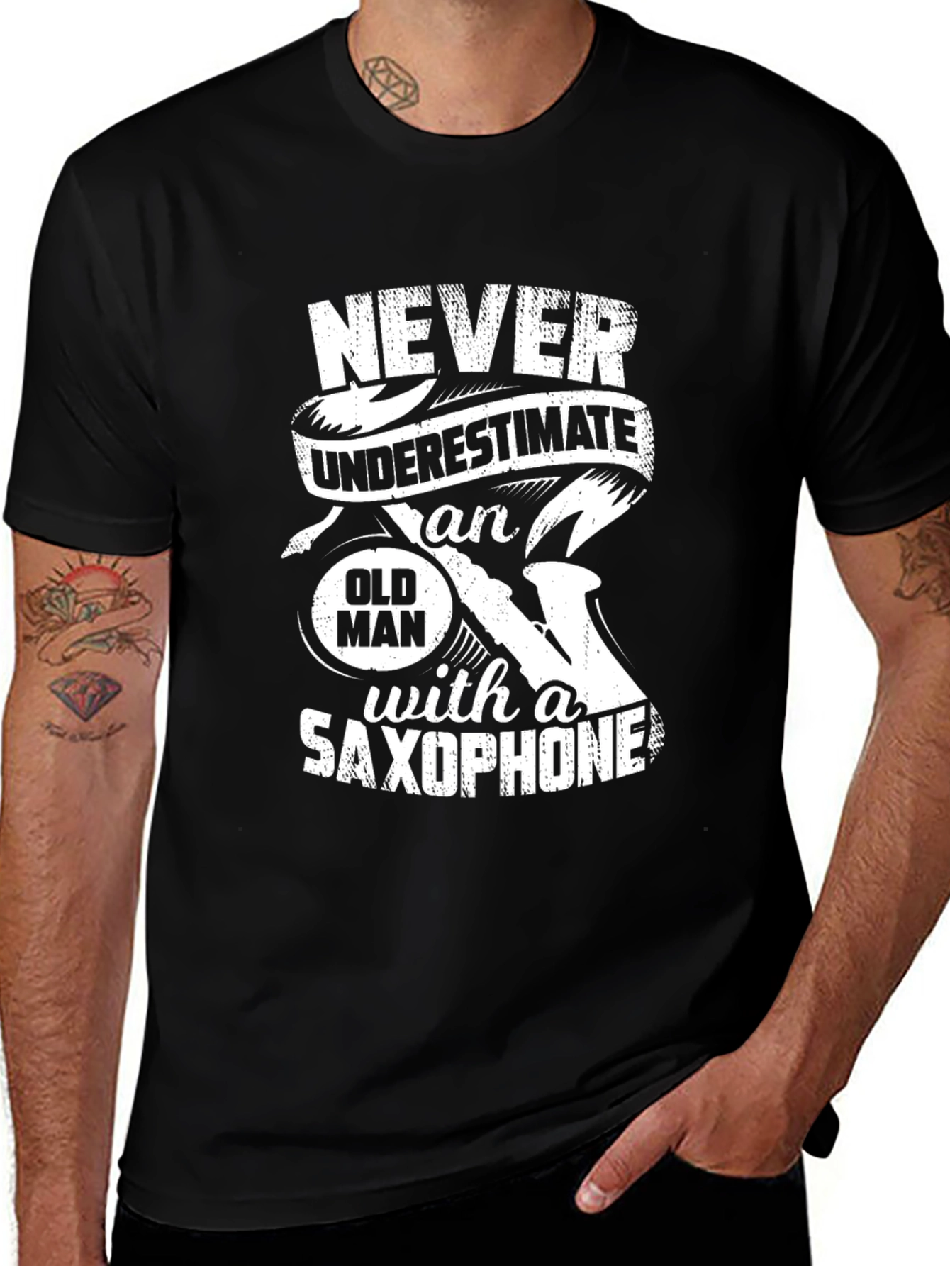 Variant 18 of Never Underestimate Old Man Saxophone T-Shirt