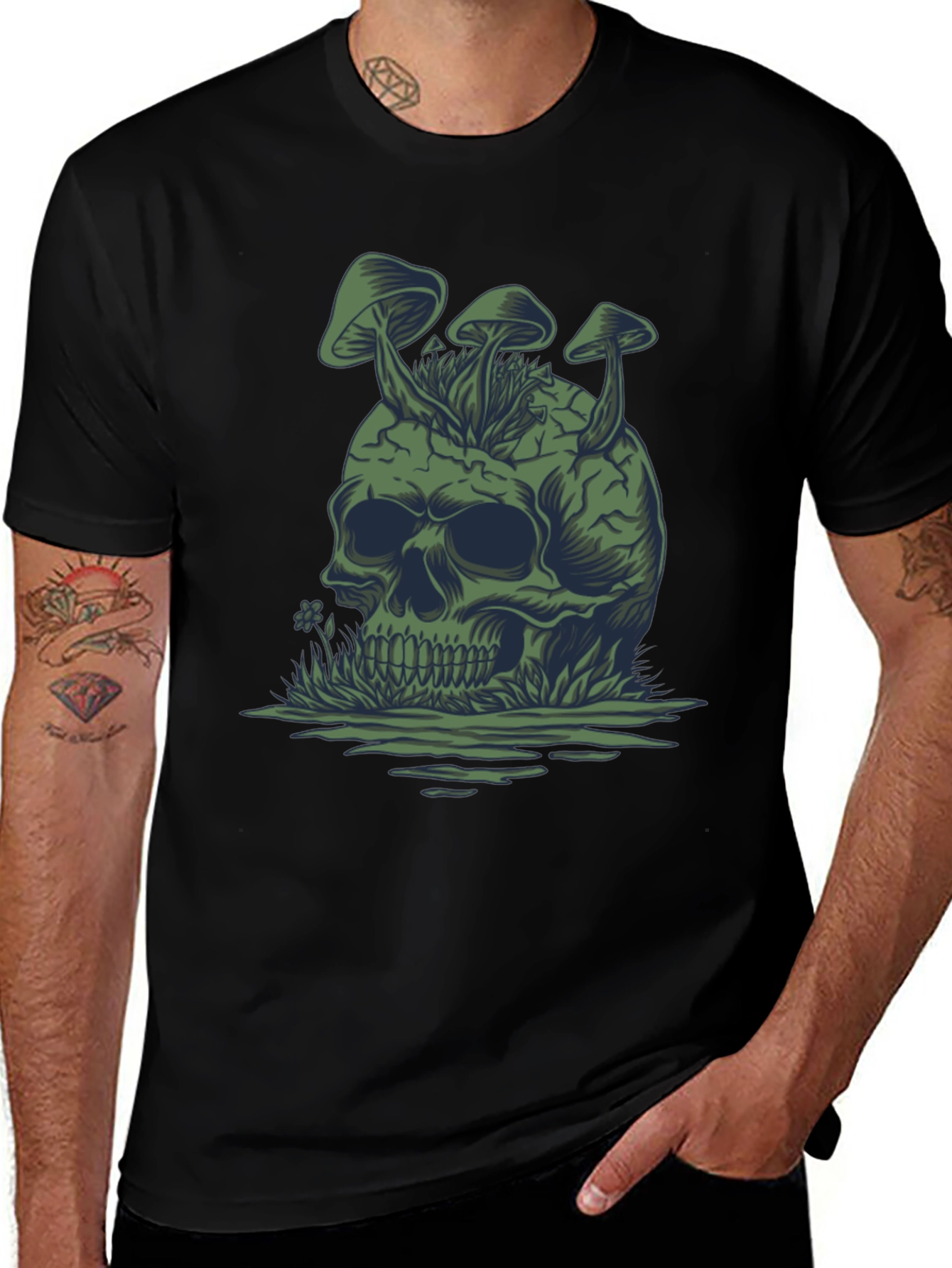 Variant 20 of Mushroom Skull Graphic Tee - Unique Dark Humor