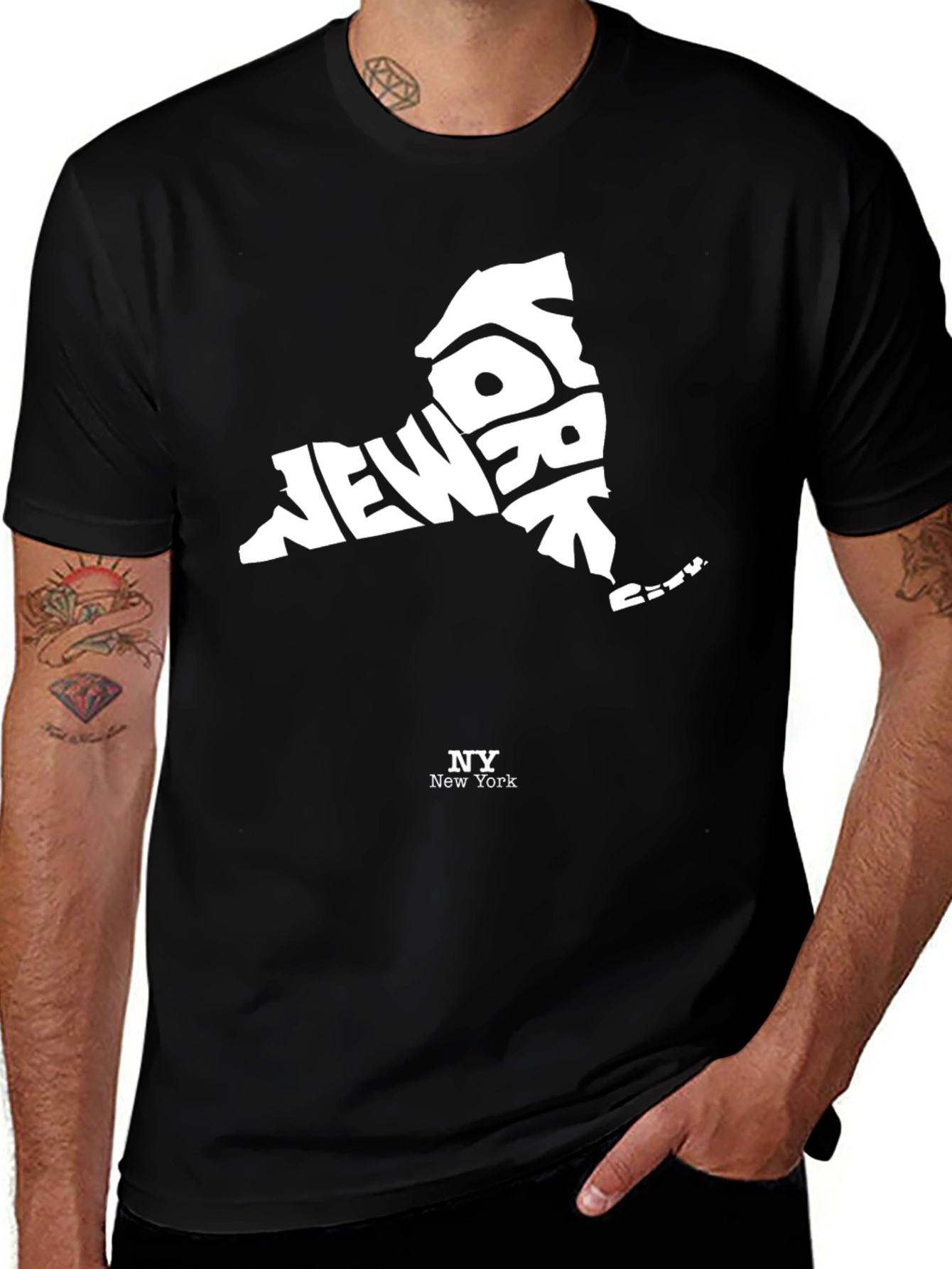 New York State Word Art Graphic Tee - Black