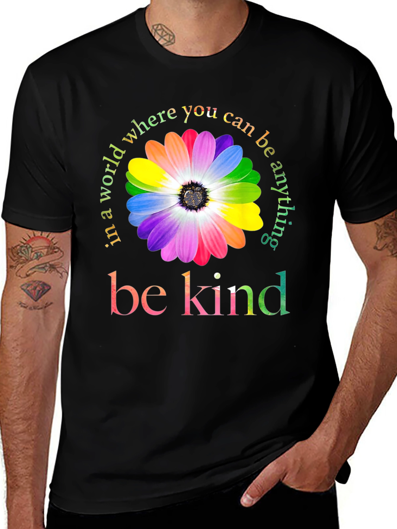 Variant 15 of Be Kind Rainbow Flower Graphic Tee