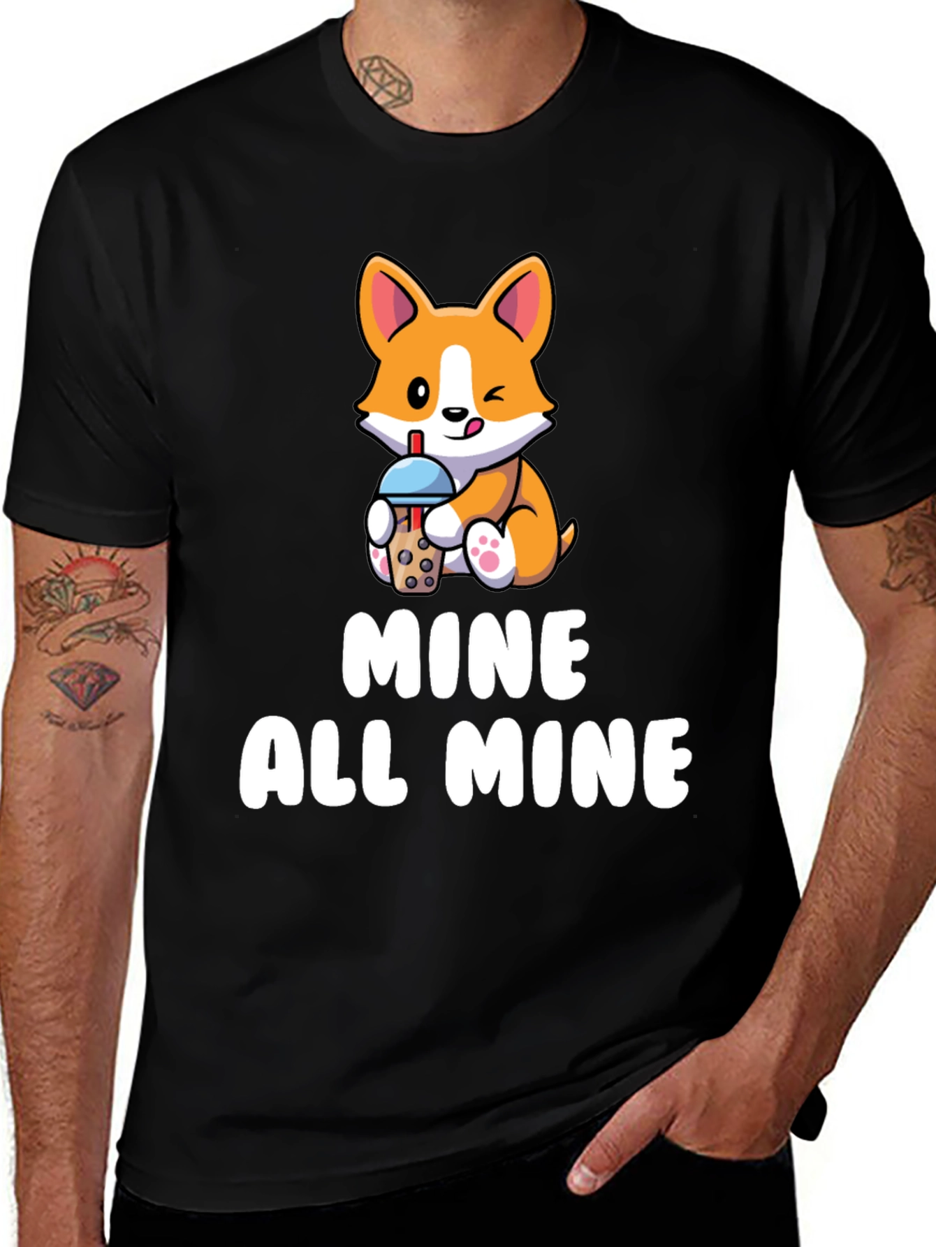 Variant 4 of Corgi Boba Tea Lover T-Shirt - Mine All Mine Cute Tee