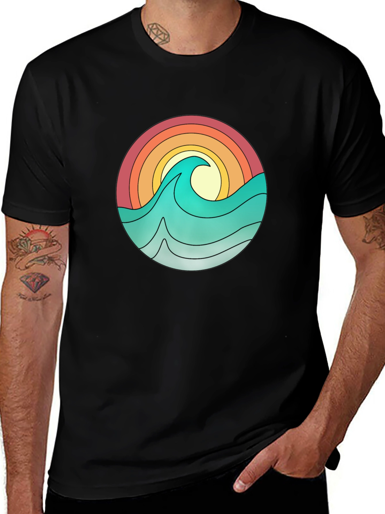 Variant 20 of Retro Wave Graphic T-Shirt - Black