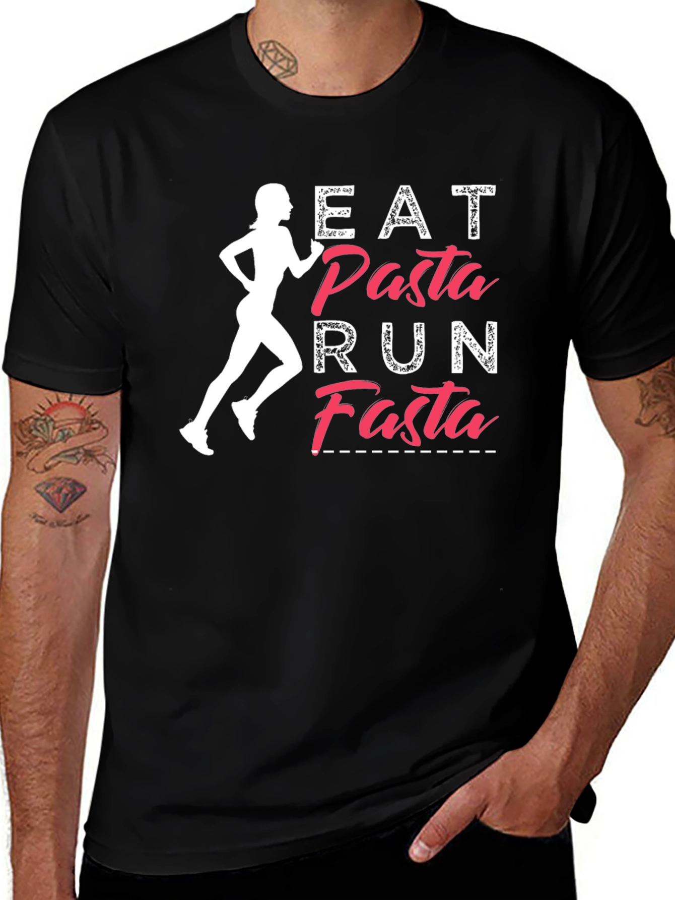 Variant 25 of Eat Pasta Run Fasta Graphic T-Shirt - Running Tee