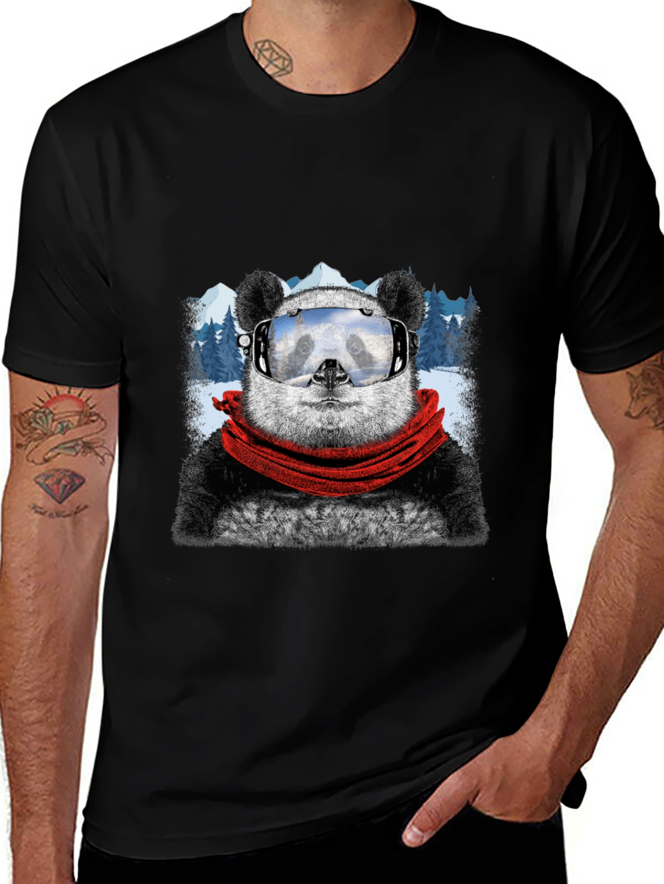 Variant 24 of Panda Skiing T-Shirt - Cool Graphic Tee