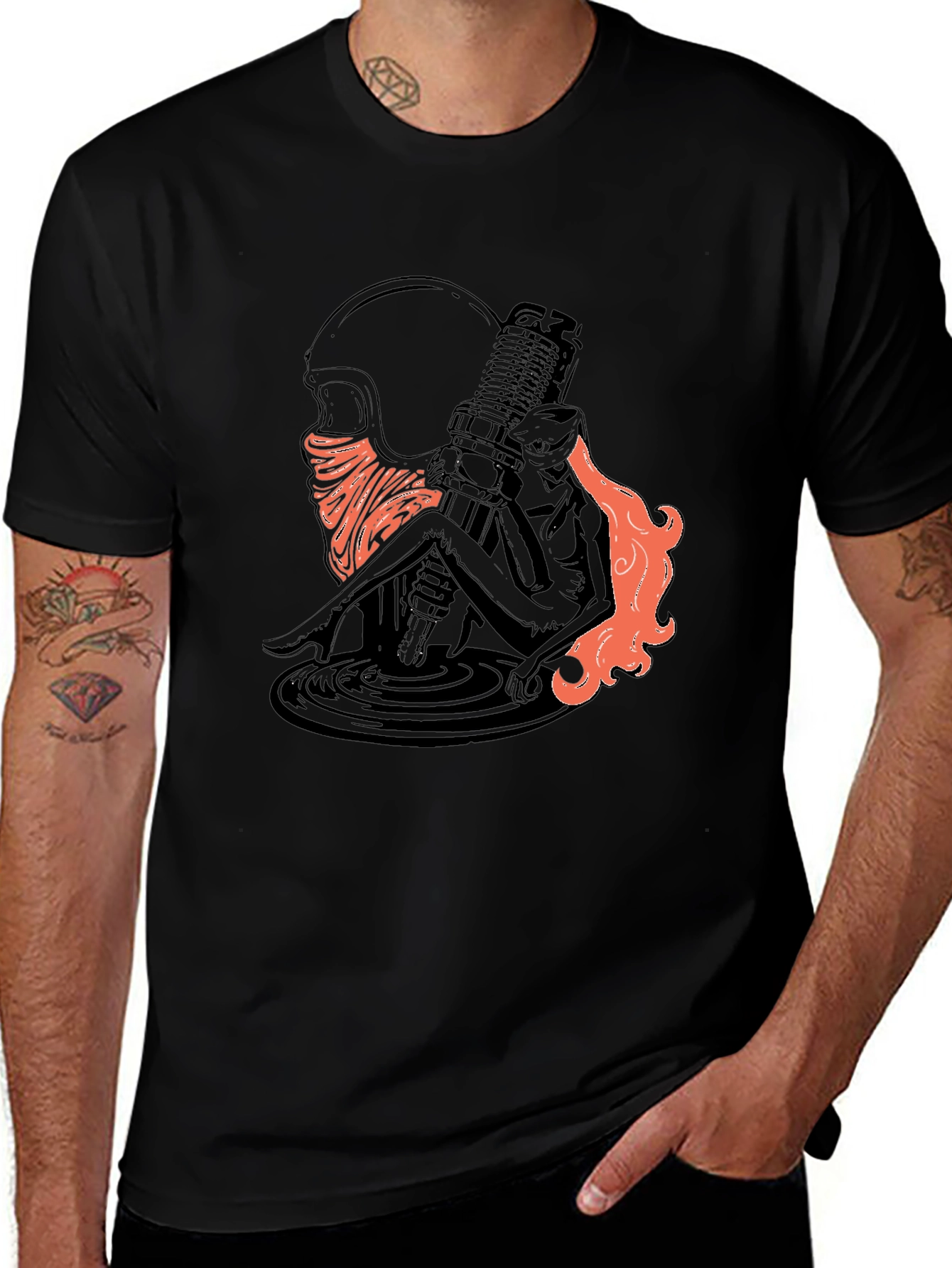 Variant 8 of Edgy Graphic Tee - Motorcycle Girl & Skull