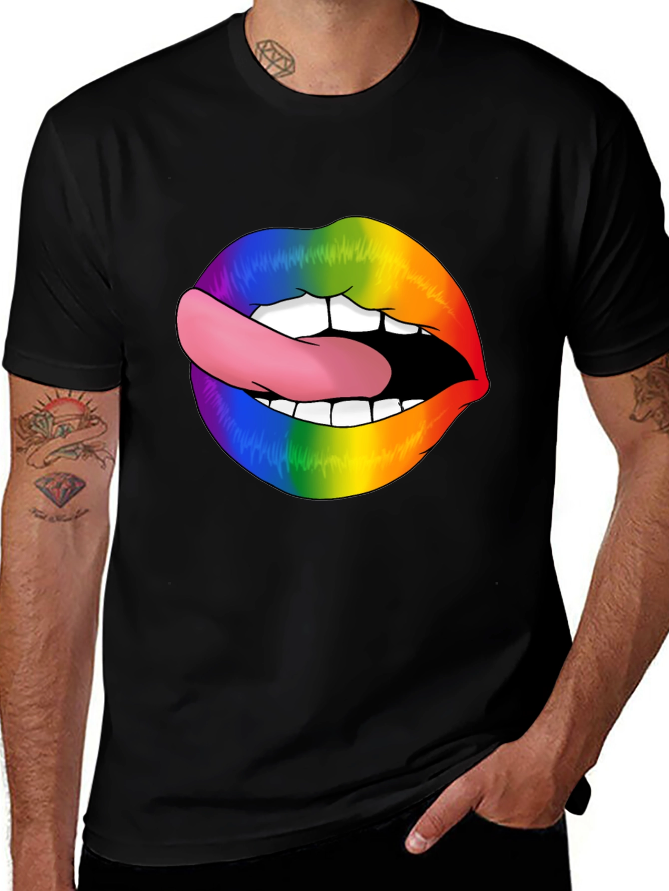 Rainbow Lips Graphic Tee - Stylish LGBT Pride Shirt