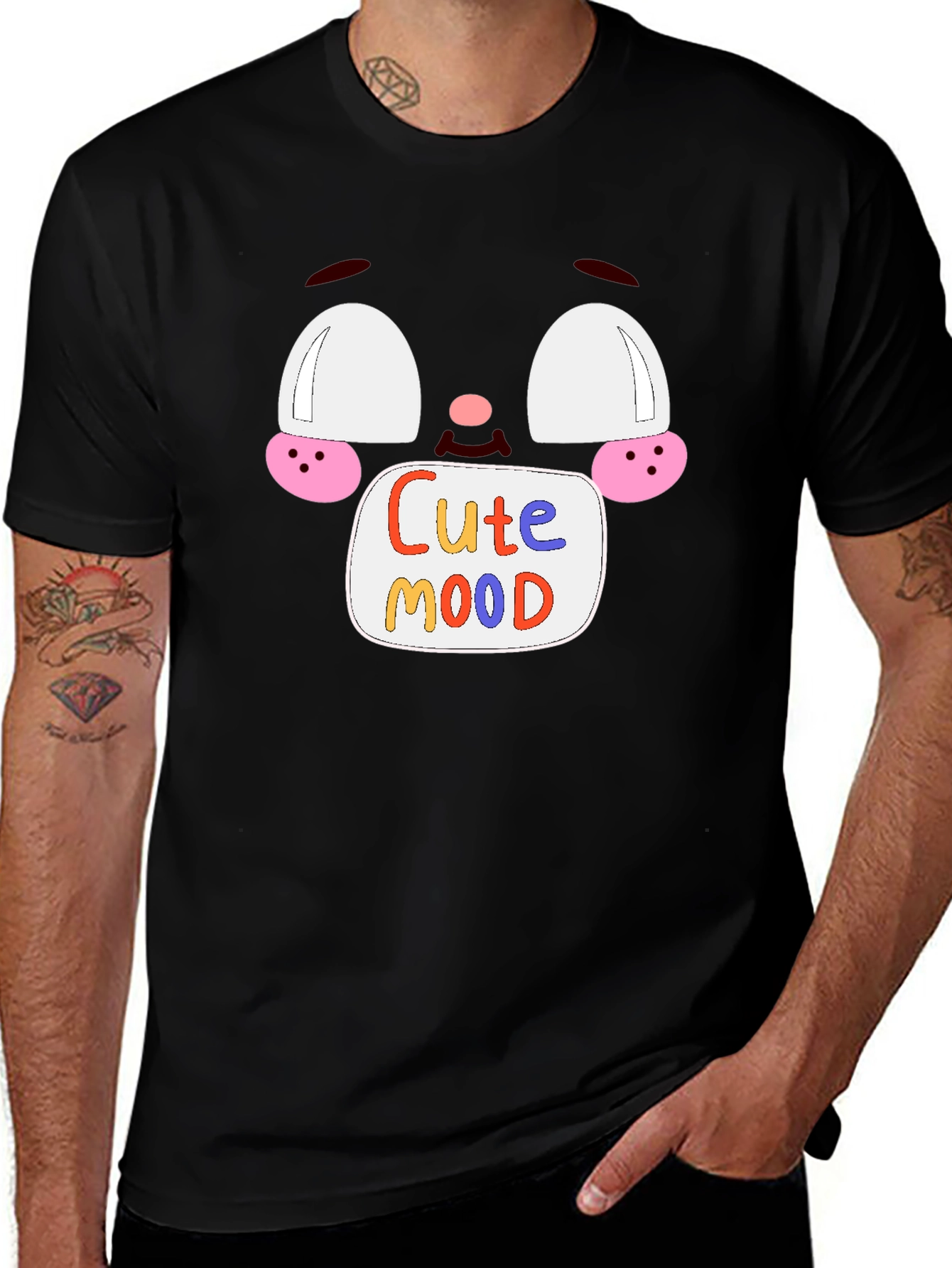 Black Cute Mood Graphic Tee - Unisex Black T-Shirt main image