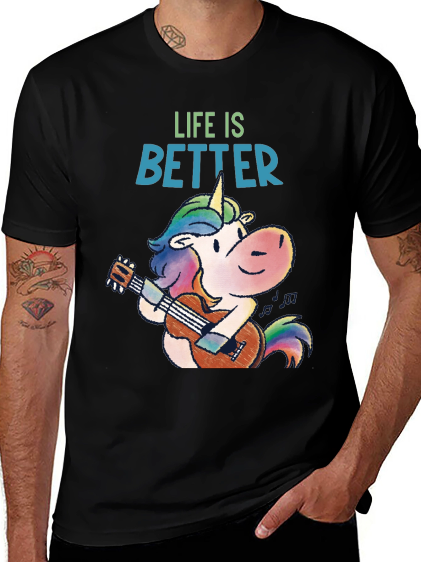 Unicorn Guitarist Graphic Tee - Life is Better