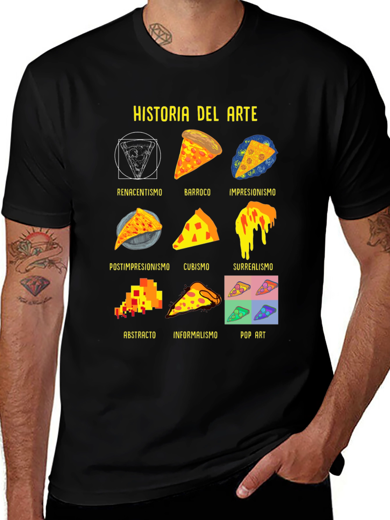 Variant 17 of Art History Pizza T-Shirt - Unique Design