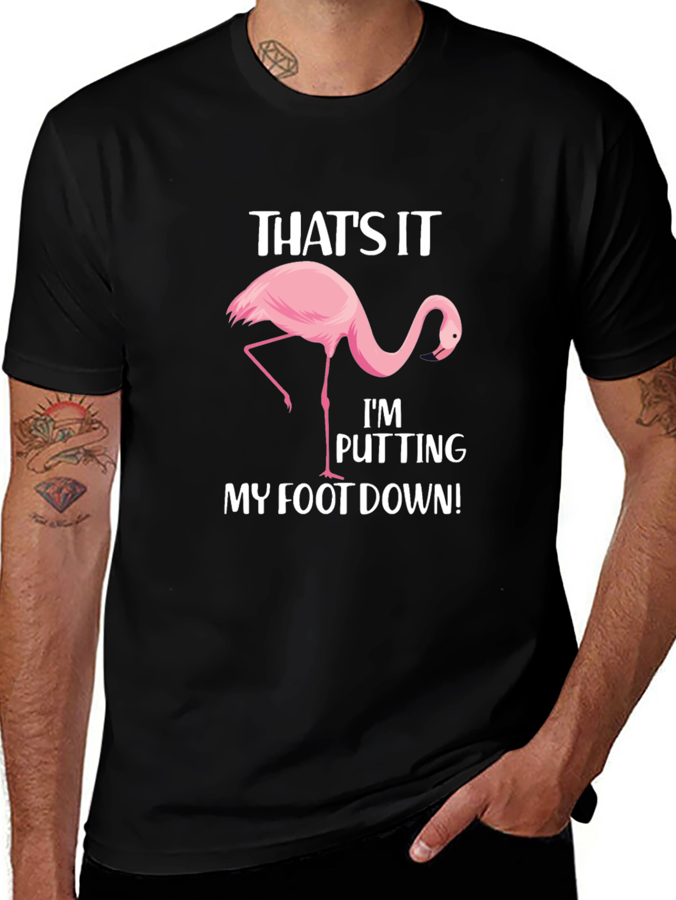 Variant 11 of Funny Flamingo T-Shirt - That's It, Putting My Foot Down