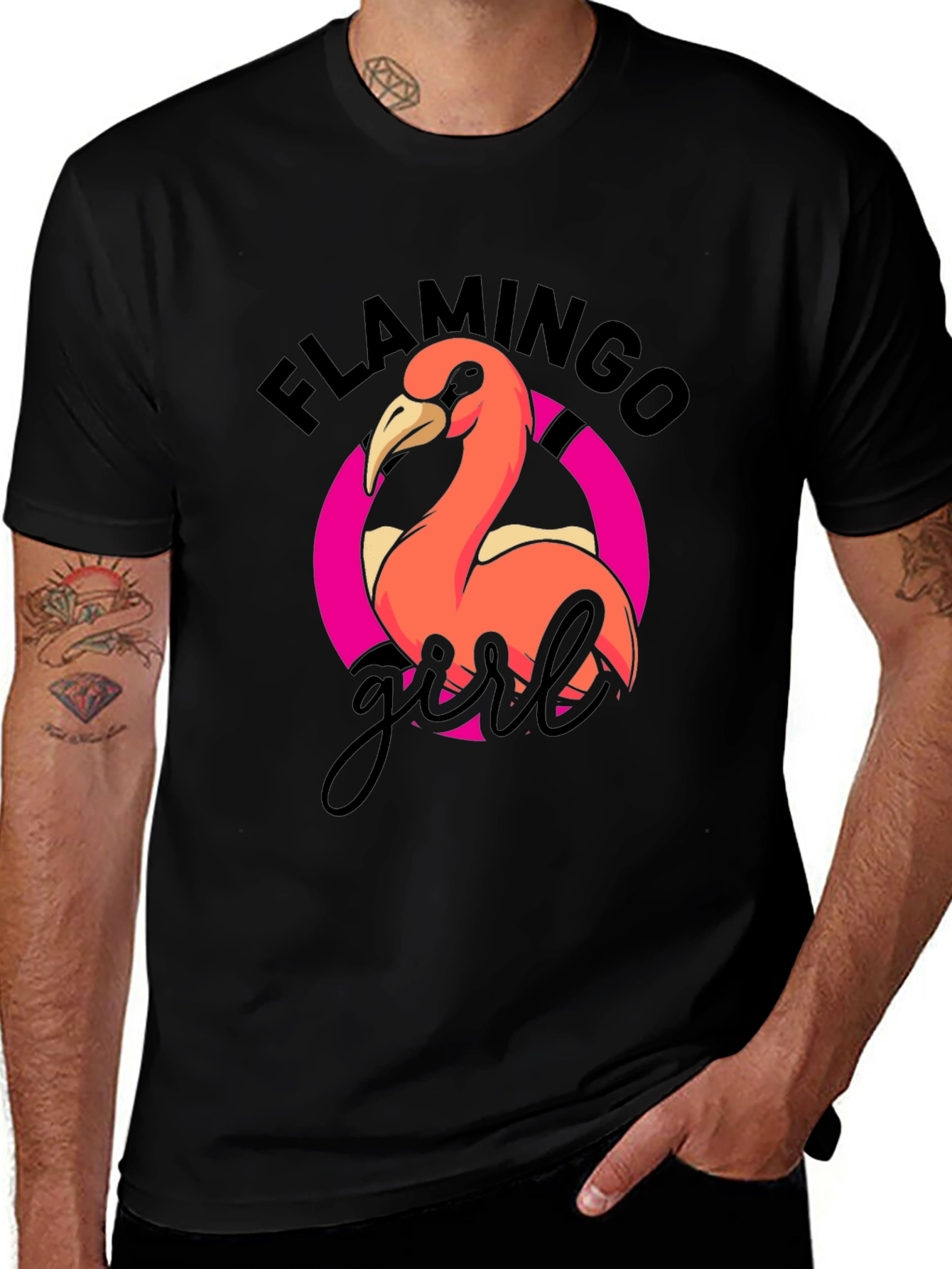 Variant 28 of Flamingo Girl Graphic T-Shirt - Cool Casual Wear