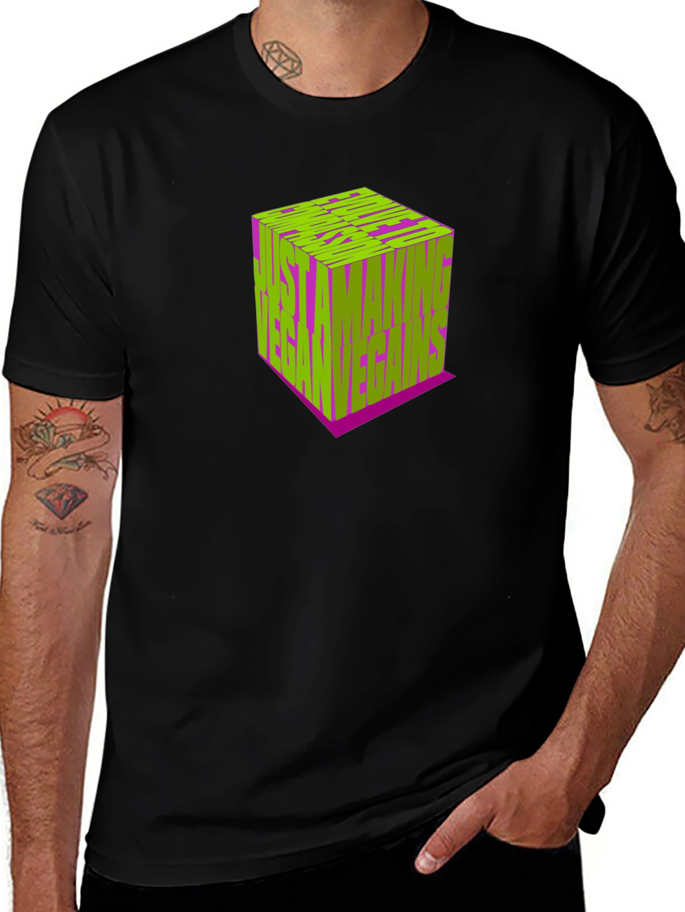 Variant 20 of Bold Graphic Tee: Vegan Cube Design