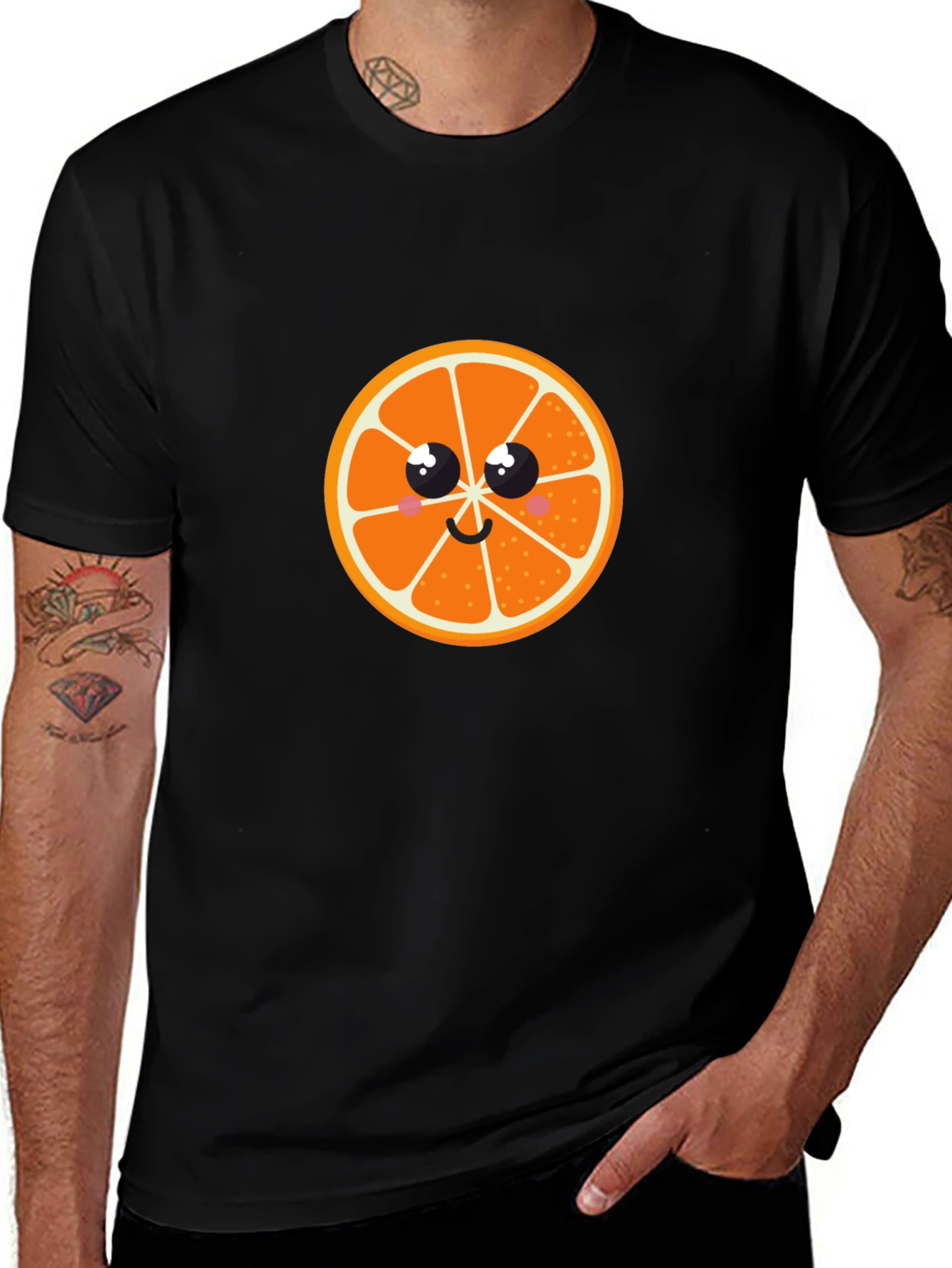 Variant 29 of Cute Orange Slice Graphic T-Shirt - Unisex Black Tee