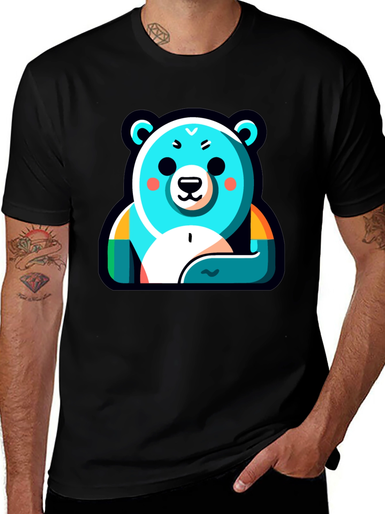 Variant 21 of Cool Bear Graphic Tee - Black Cotton Blend