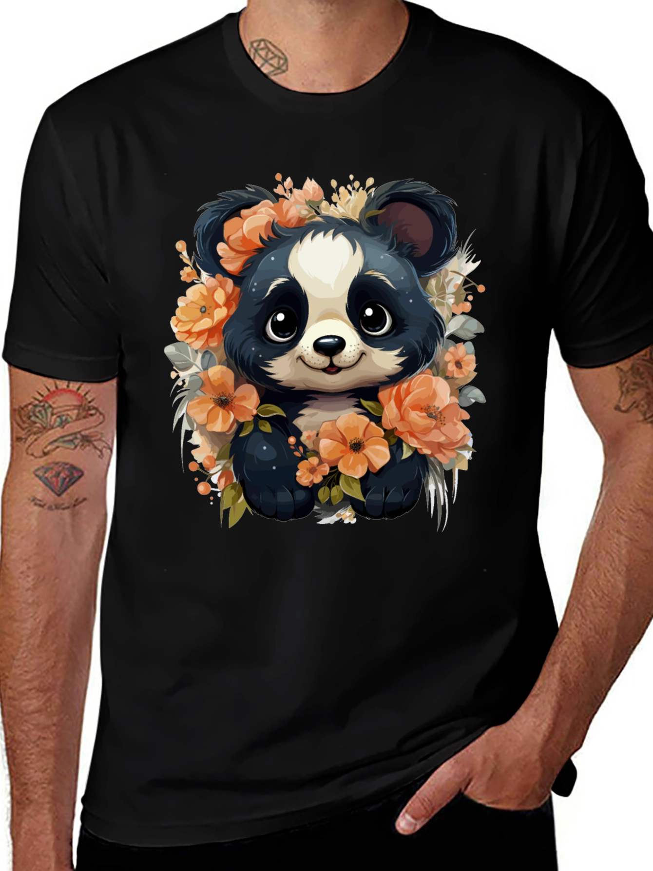 Variant 24 of Panda Floral Graphic Tee - Stylish Animal Print