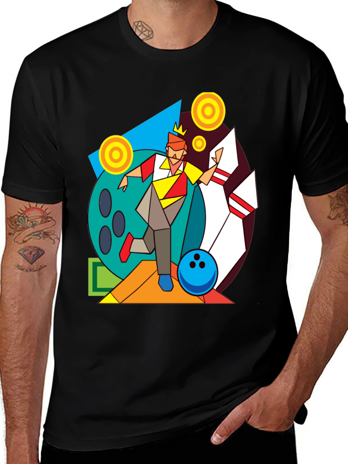 Variant 23 of Geometric Bowling King Graphic Tee