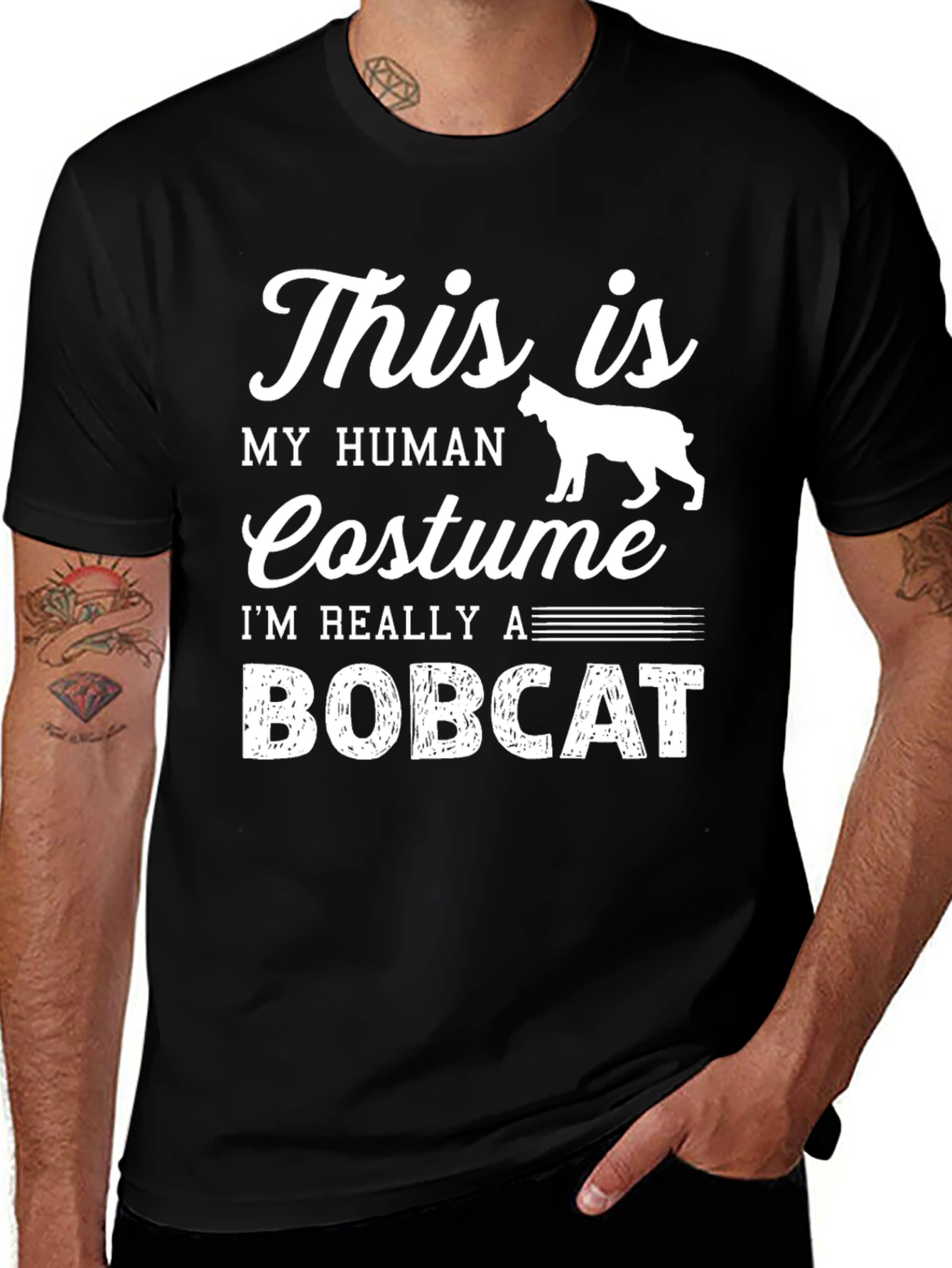 Variant 17 of Bobcat Human Costume T-Shirt, Funny Animal Tee