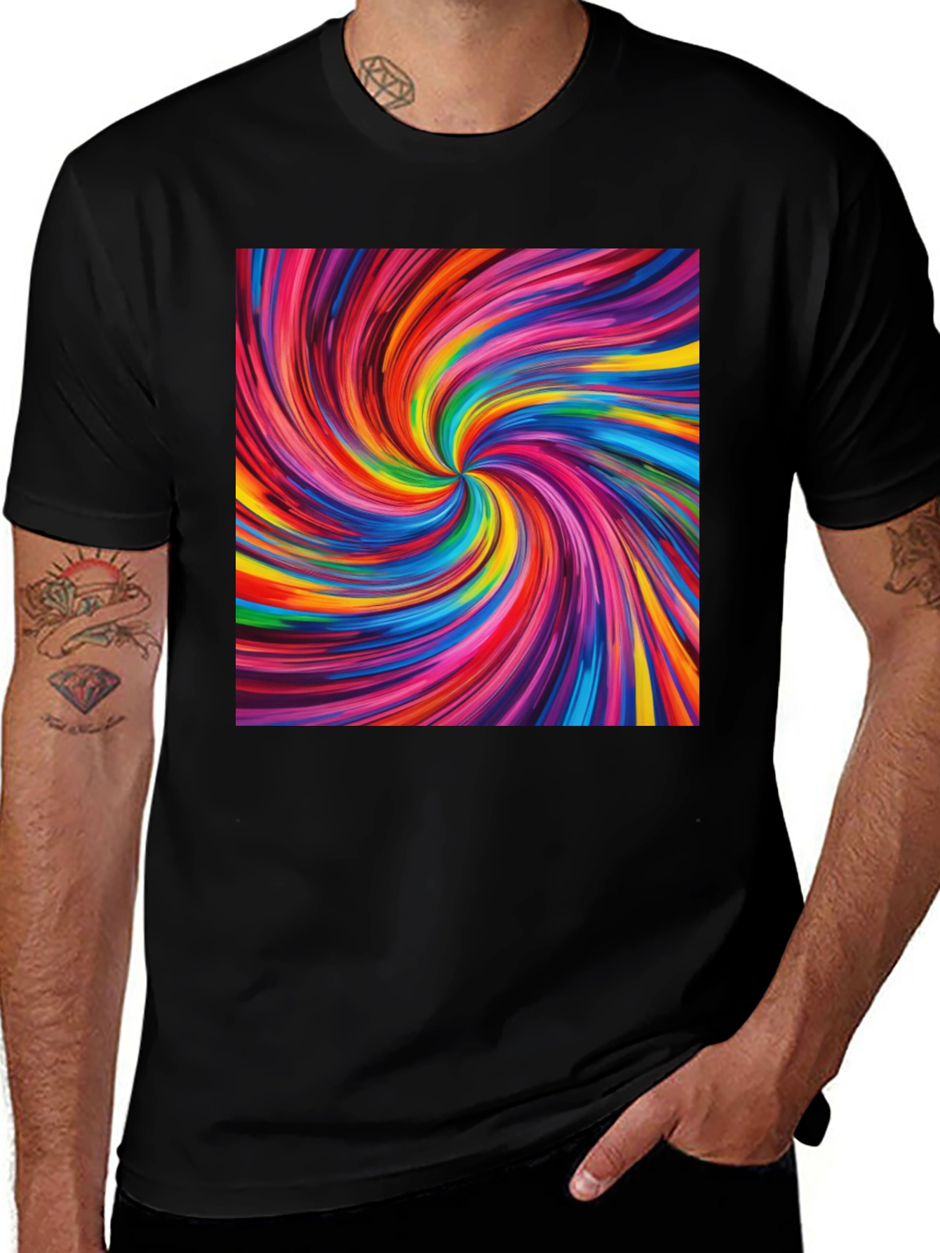 Variant 28 of Vibrant Swirl Graphic Tee - Bold Colorful Design