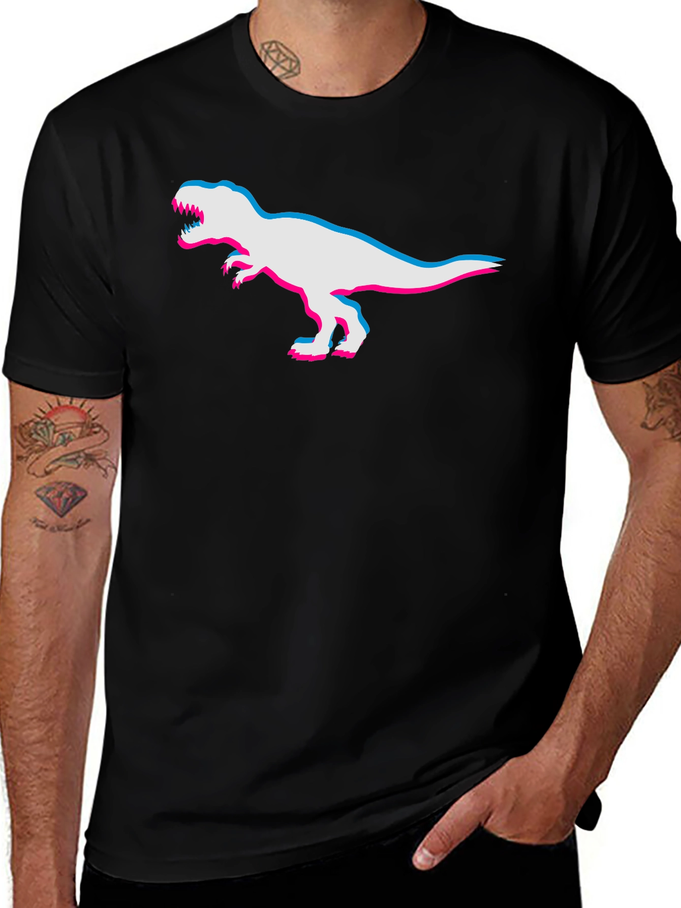 Variant 9 of 3D Dinosaur Graphic Tee - Cool Retro Style