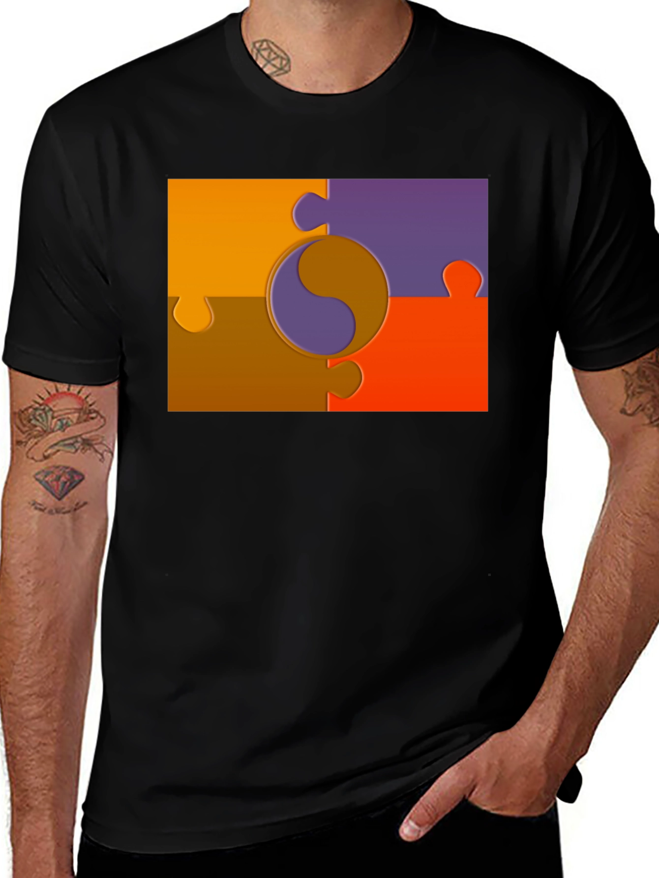 Variant 13 of Yin Yang Puzzle Piece Graphic T-Shirt