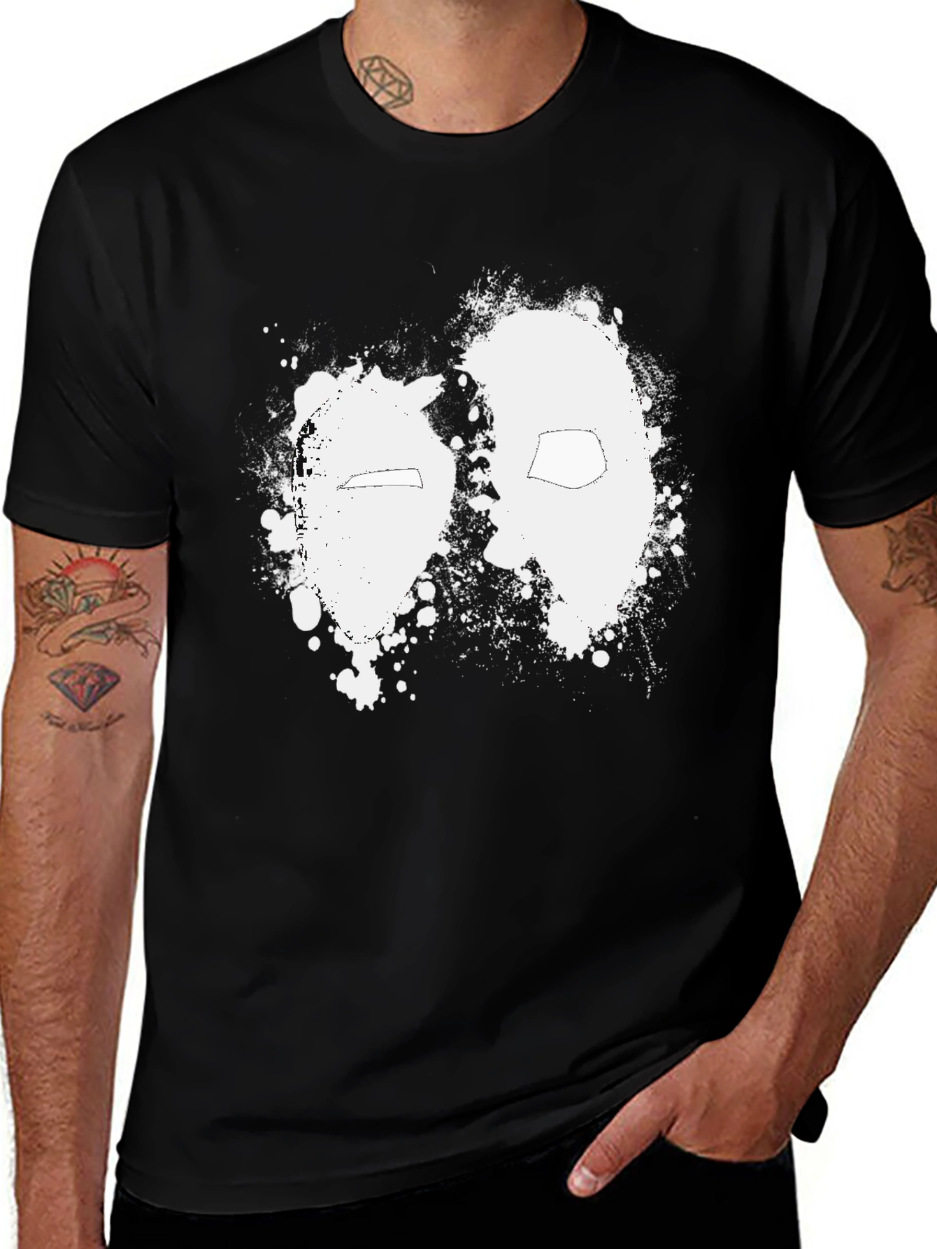 Deadpool Splatter Graphic Black T-Shirt