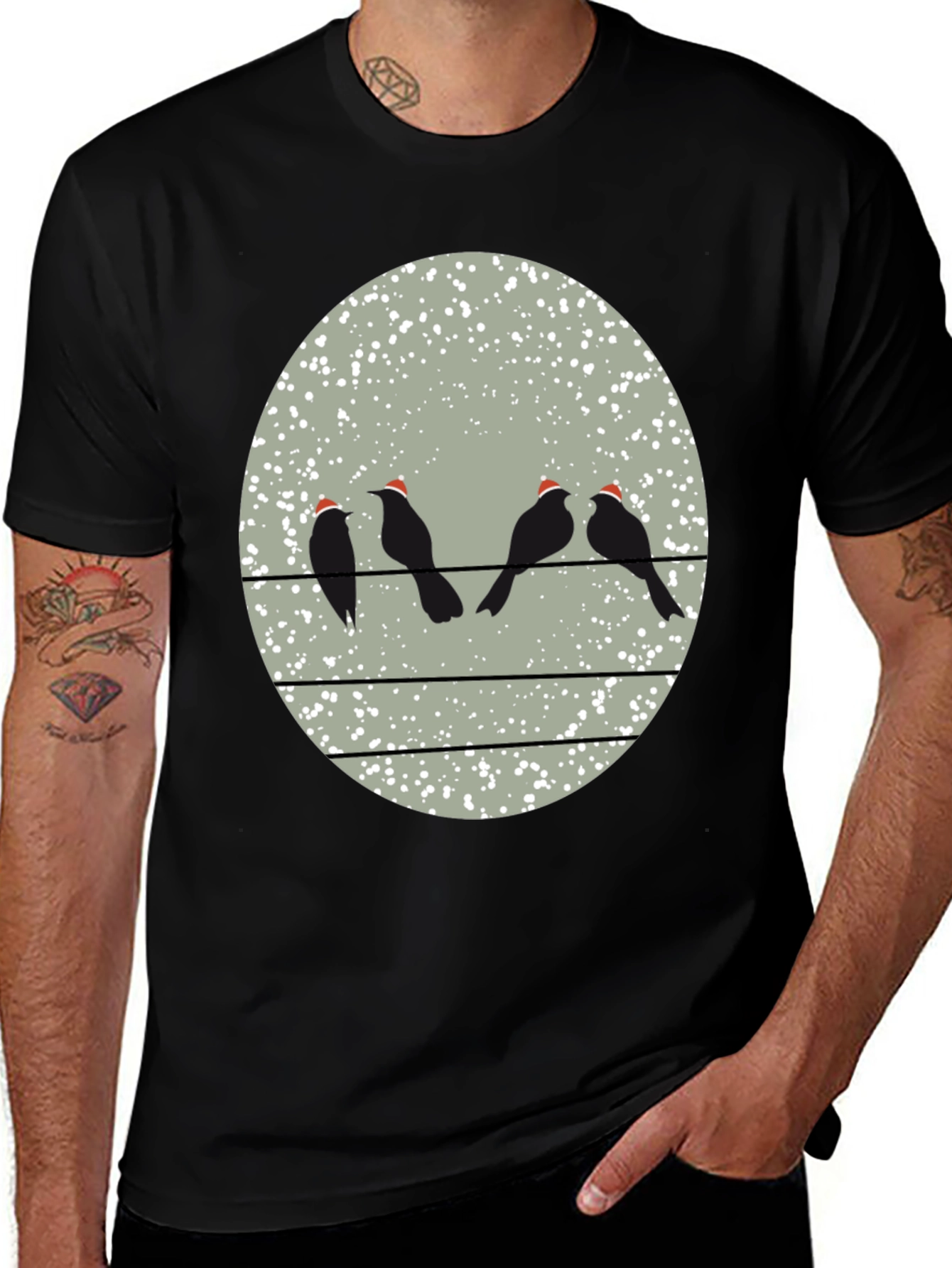 Variant 11 of Birds on a Wire Christmas T-Shirt